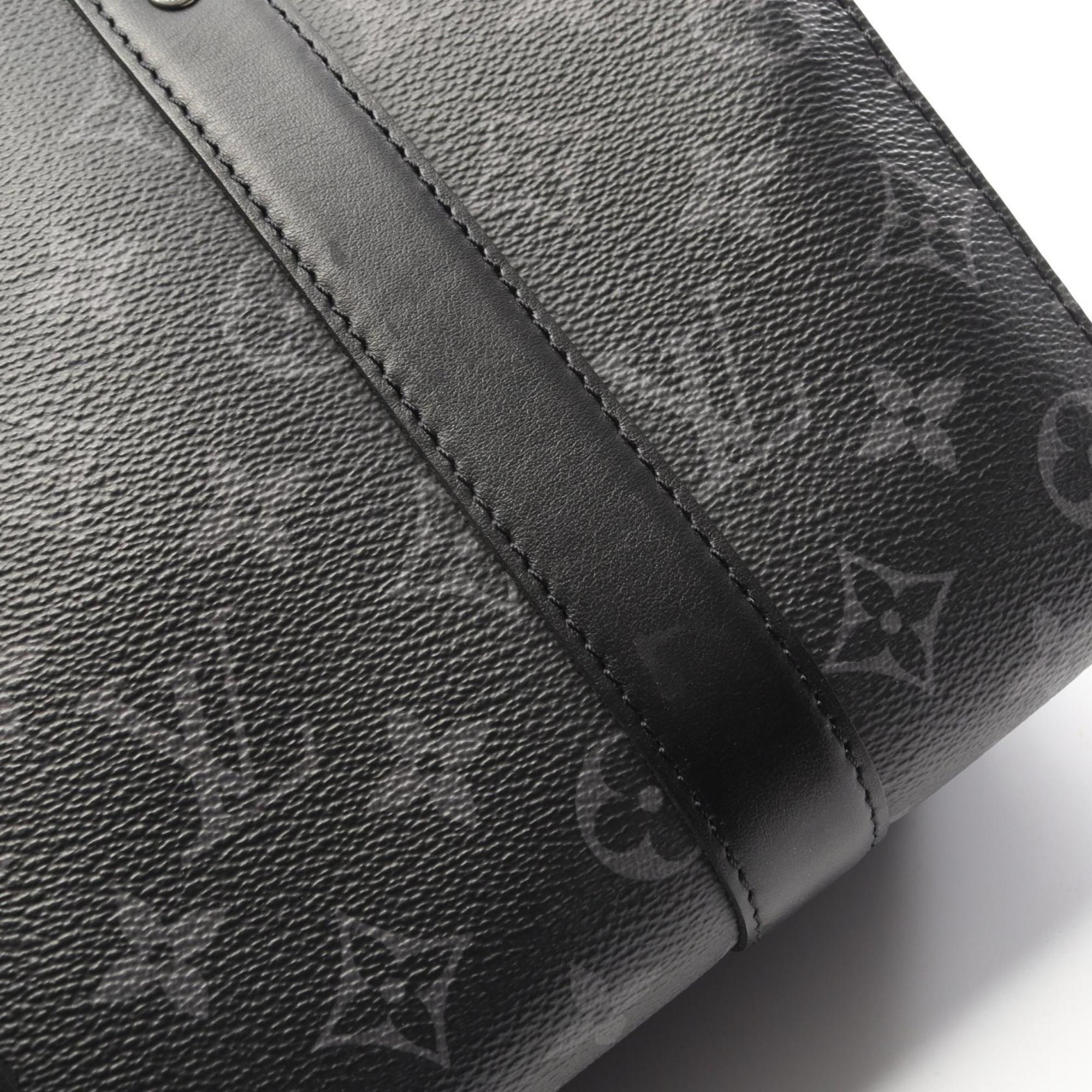 Louis Vuitton Black Gray Coated Canvas Leather Handbag Shoulder Bag (Pre-Owned)