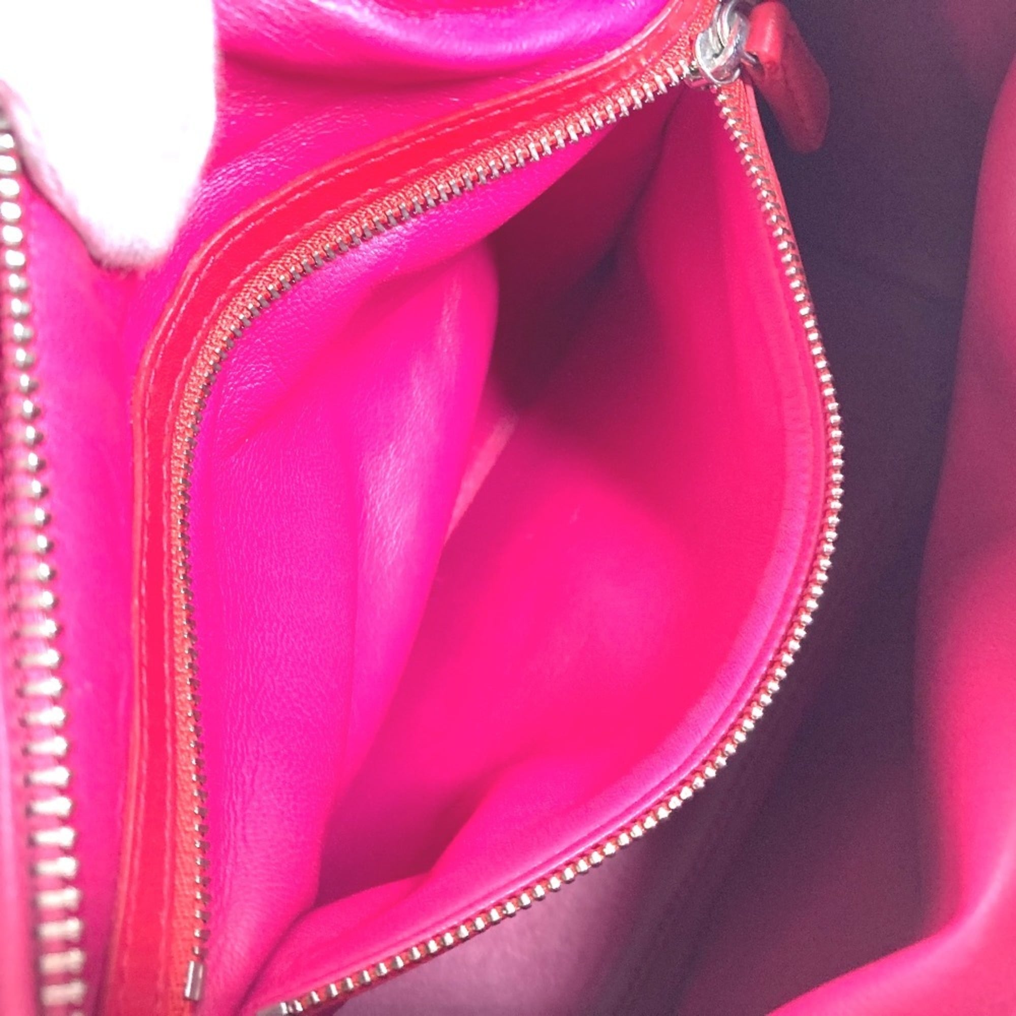 Christian Dior Lady Dior Orange Pink Red Color Leather Handbag Shoulder Bag Tote Bag (Pre-Owned)