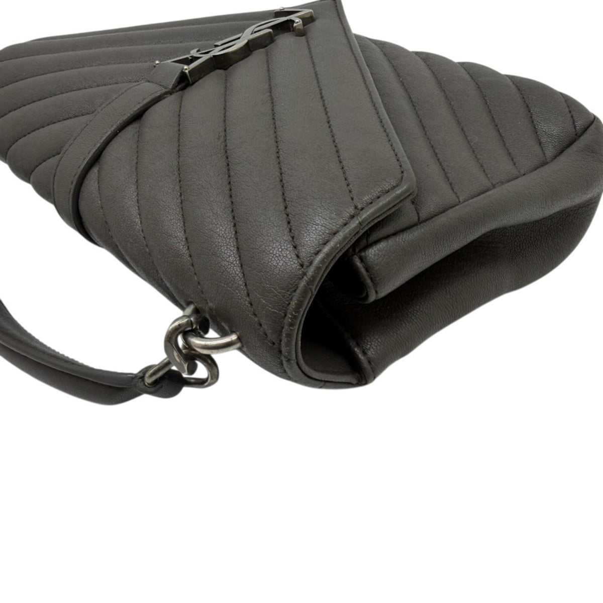 Saint Laurent Dark Gray Leather Shoulder Bag (Pre-Owned)