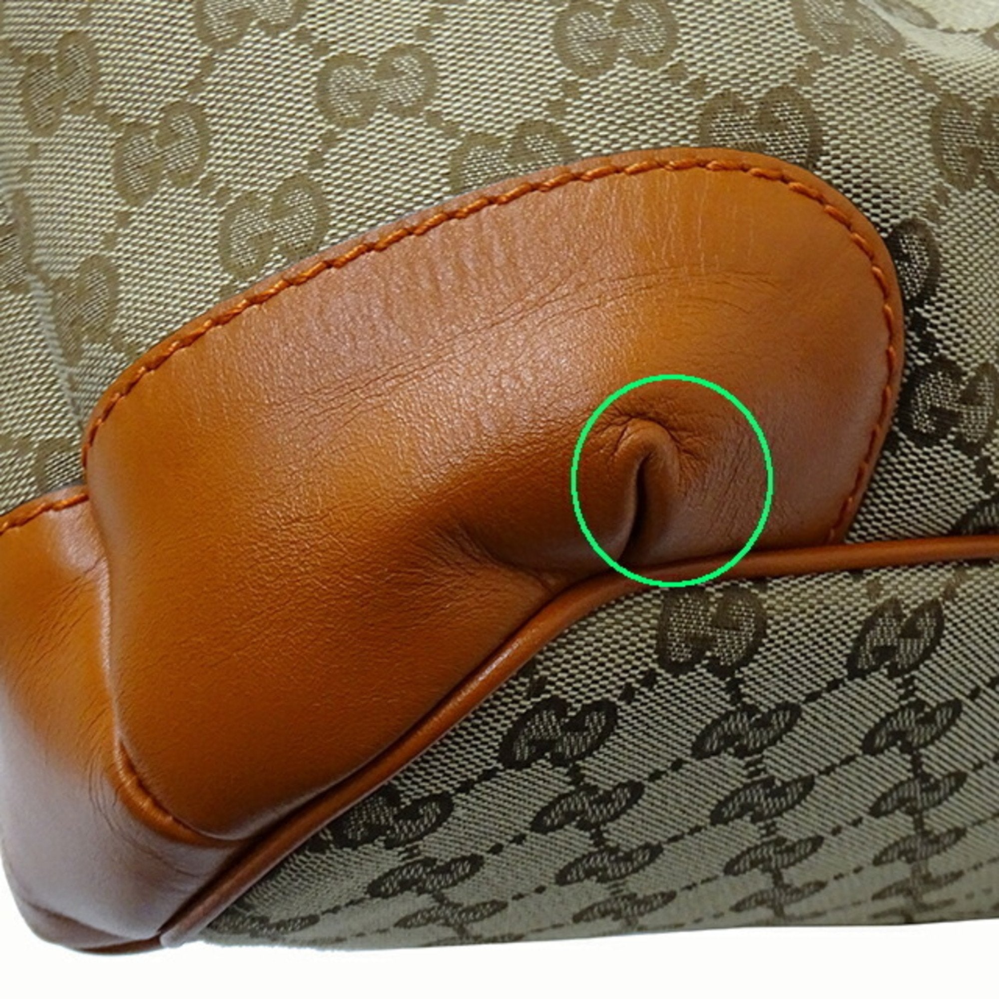 Gucci Beige Brown Orange Gg Canvas Leather Handbag Shoulder Bag (Pre-Owned)