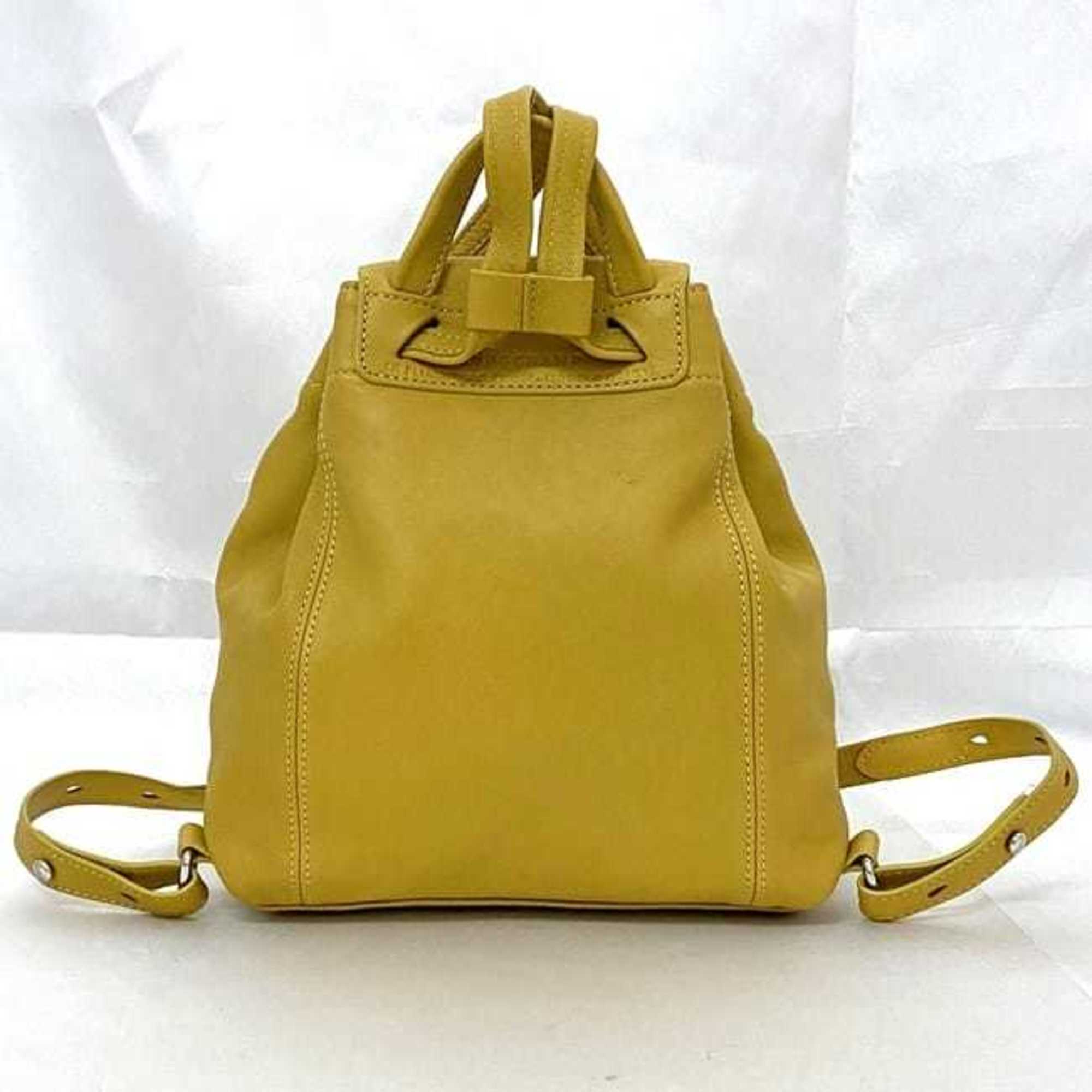 Longchamp Yellow Leather Backpack (Pre-Owned)