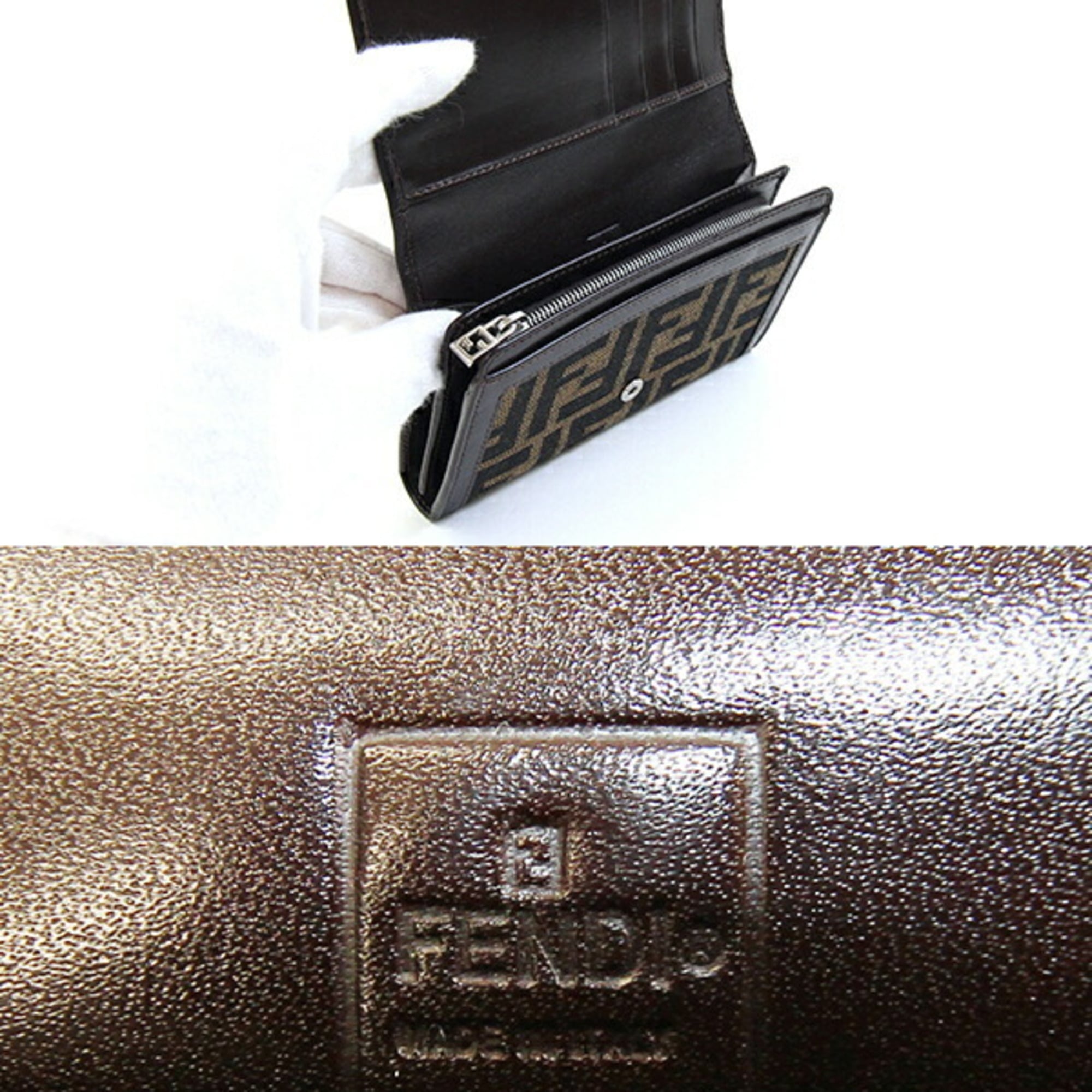 Fendi Zucca Brown Jacquard Leather Wallet (Bi-Fold) (Pre-Owned)