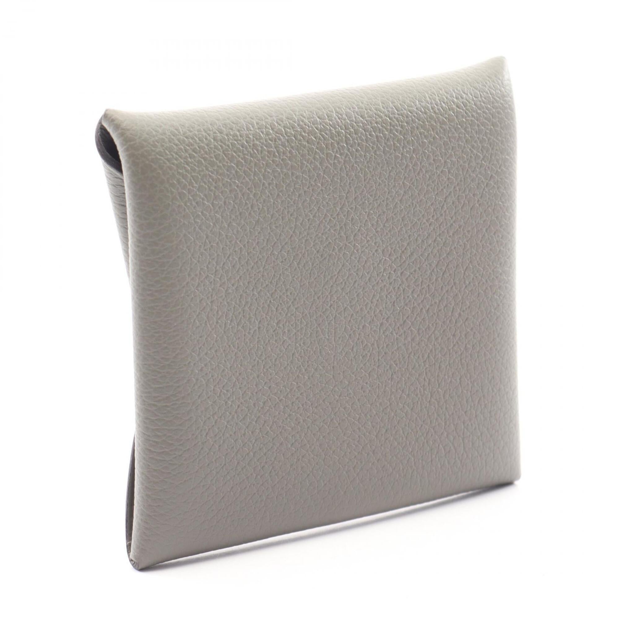 Hermes Gray Evercalf Leather Coin Purse/Coin Case (Pre-Owned)