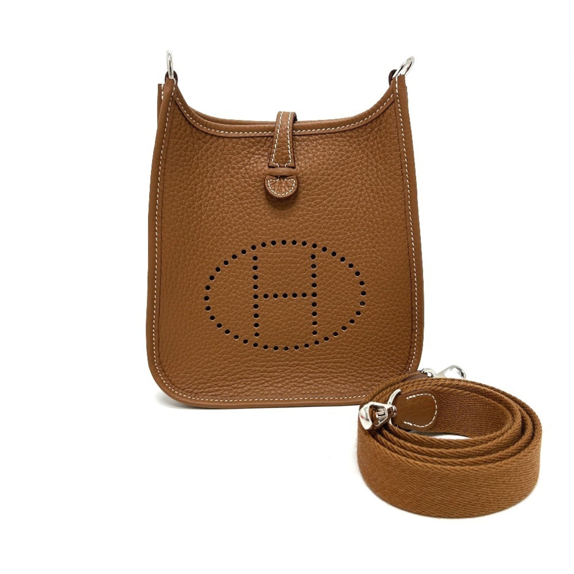 Hermes Evelyne Gold Taurillon Clemence Leather Shoulder Bag (Pre-Owned)