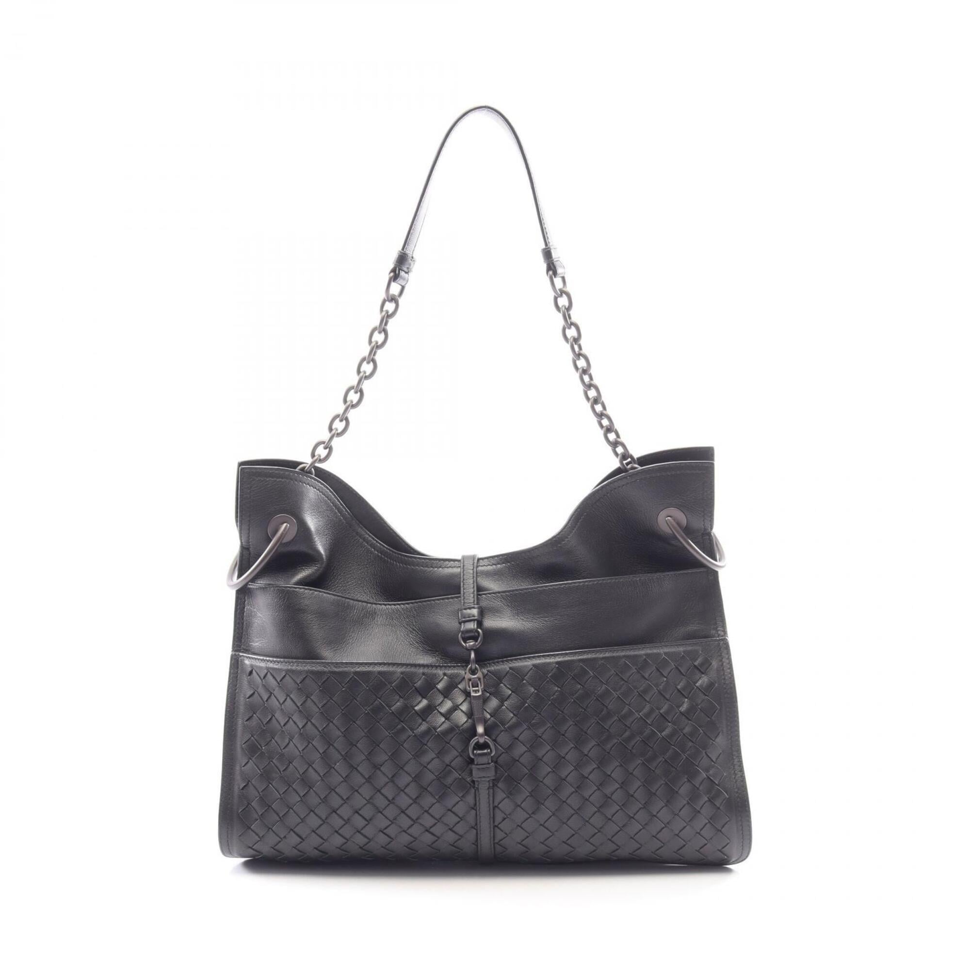 Bottega Veneta Black Intrecciato Handbag Shoulder Bag (Pre-Owned)