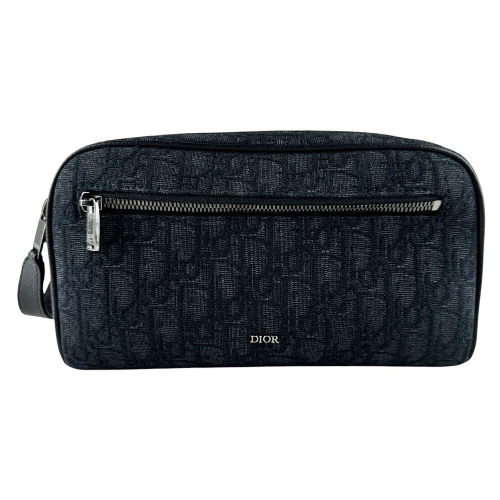 Christian Dior Black Canvas Clutch Bag Handbag (Pre-Owned)