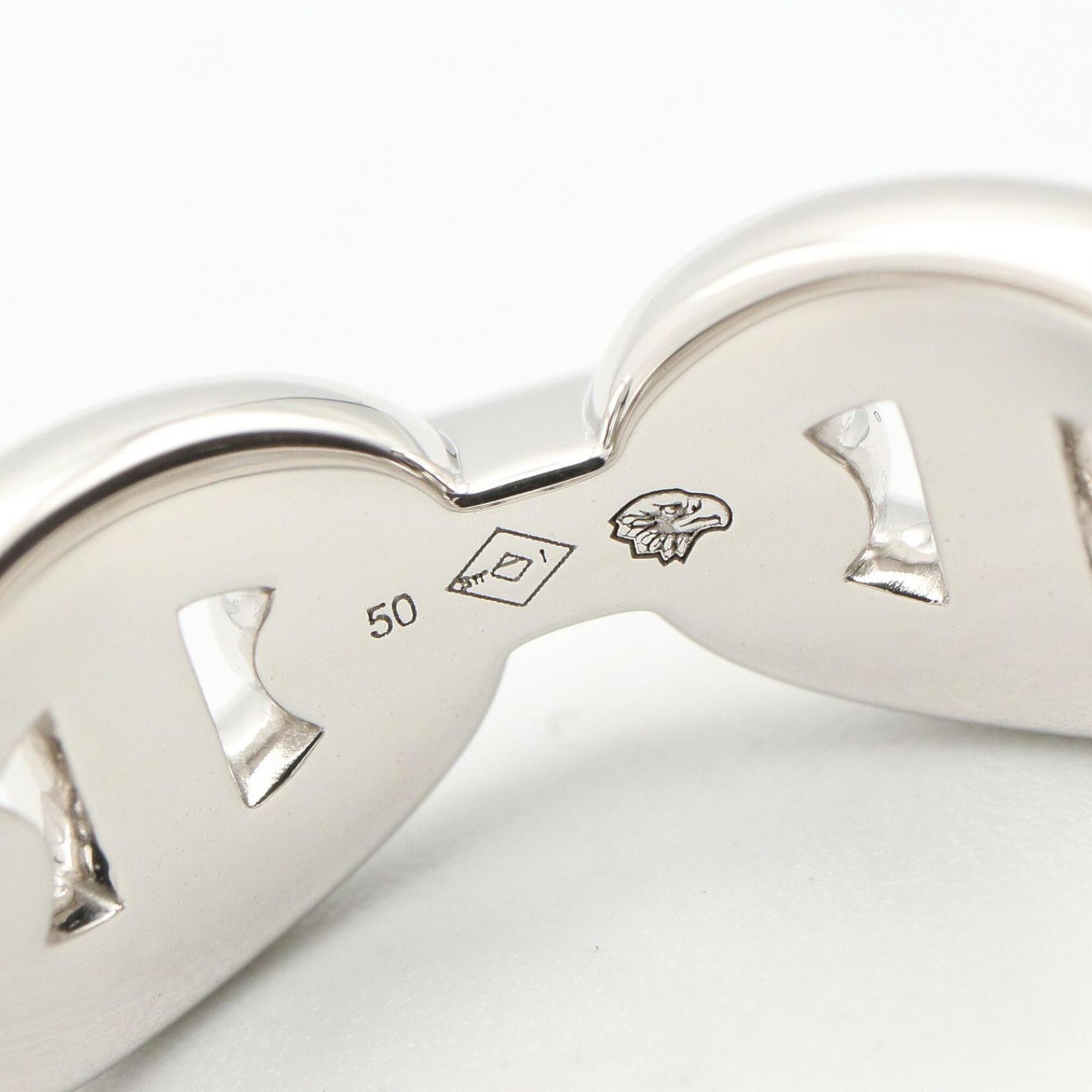 Hermes Silver Clear White Gold (18K) Band Ring (Pre-Owned)