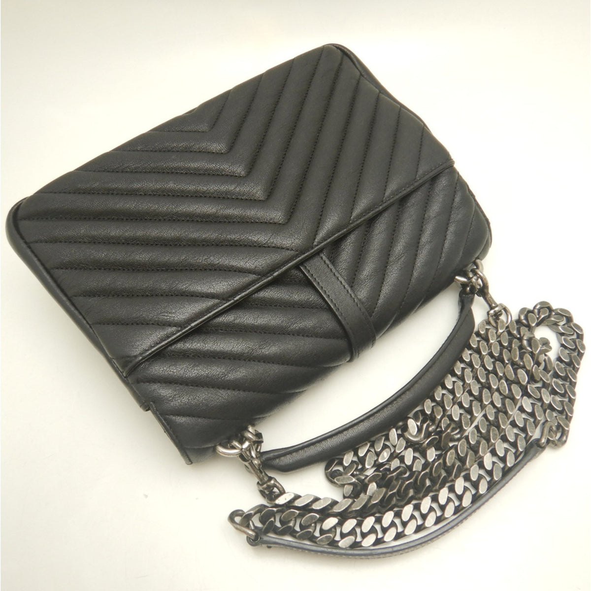Yves Saint Laurent Black Leather School Bag Shoulder Bag (Pre-Owned)
