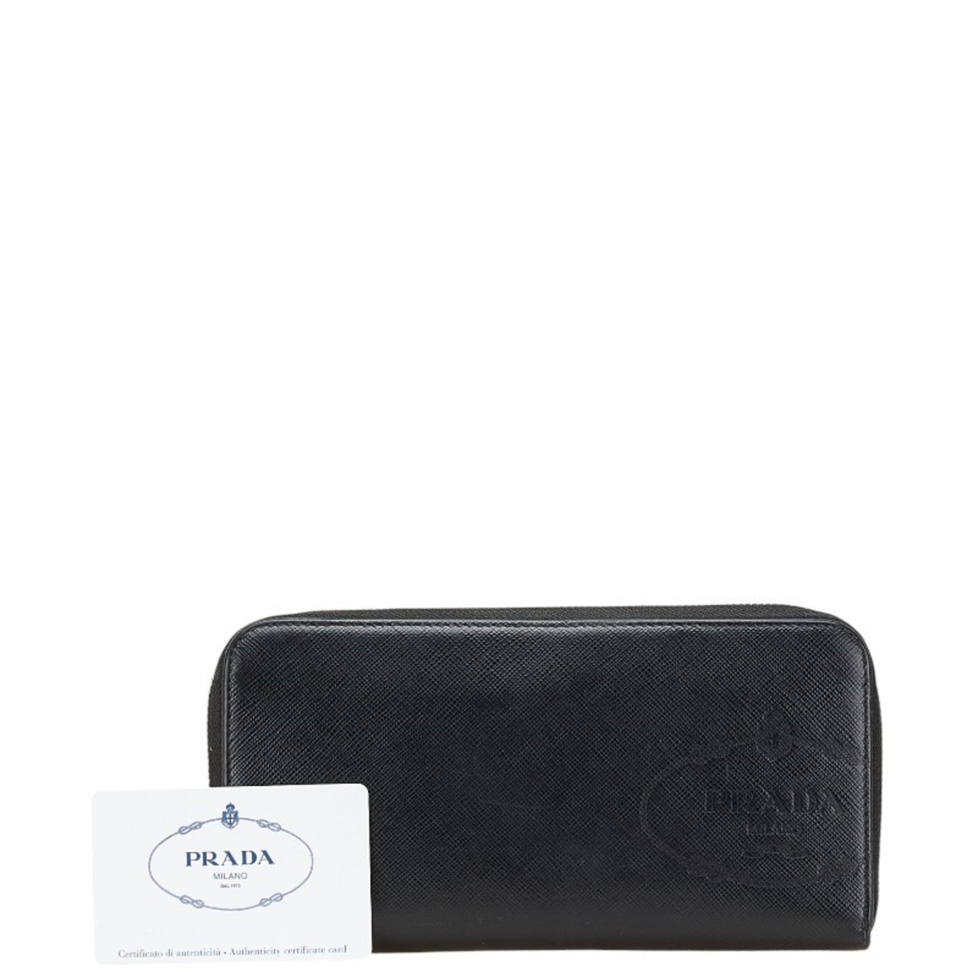 Prada Black Leather Long Wallet (Bi-Fold) (Pre-Owned)