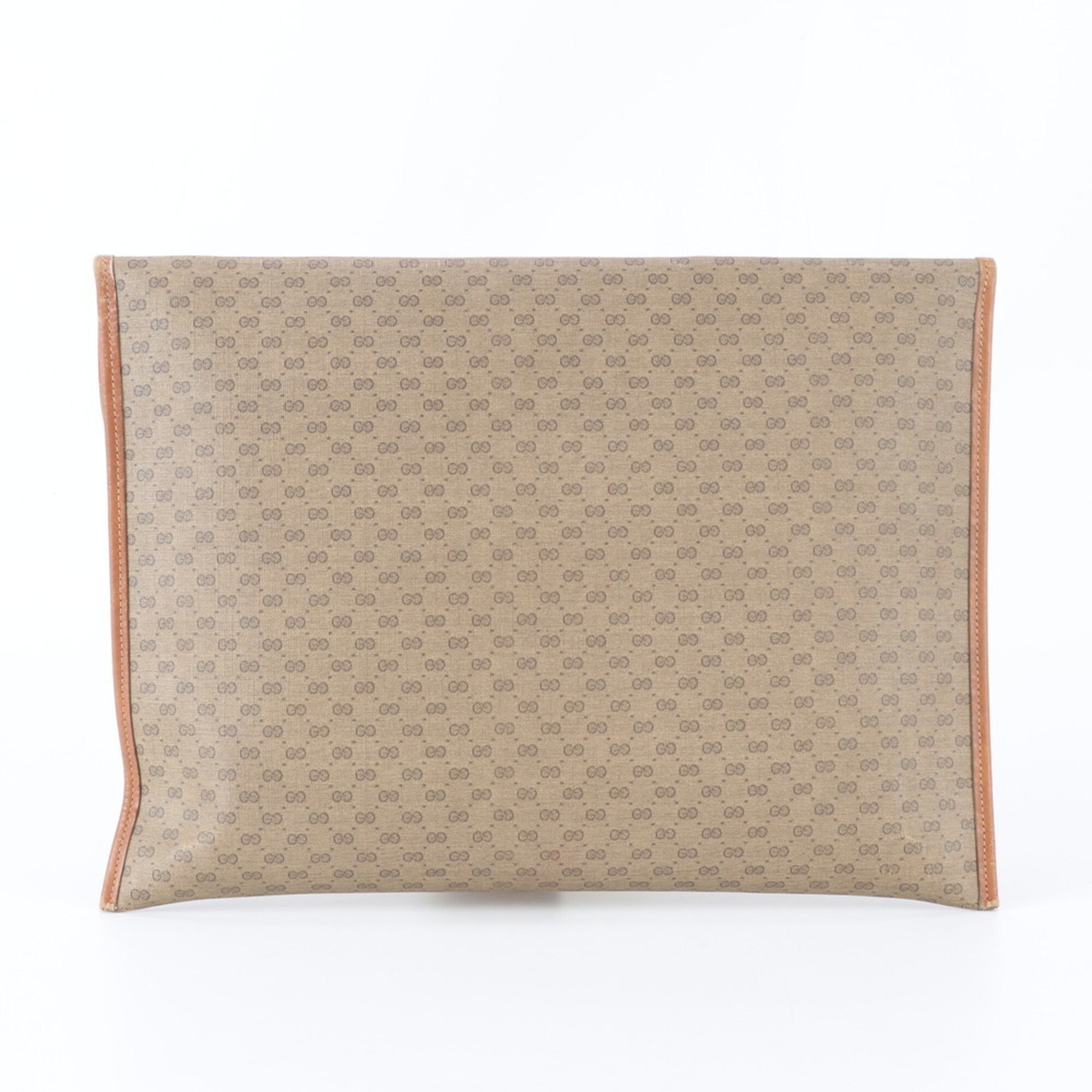 Gucci Microguccissima Brown Leather Coated Canvas Handbag Pouch (Pre-Owned)