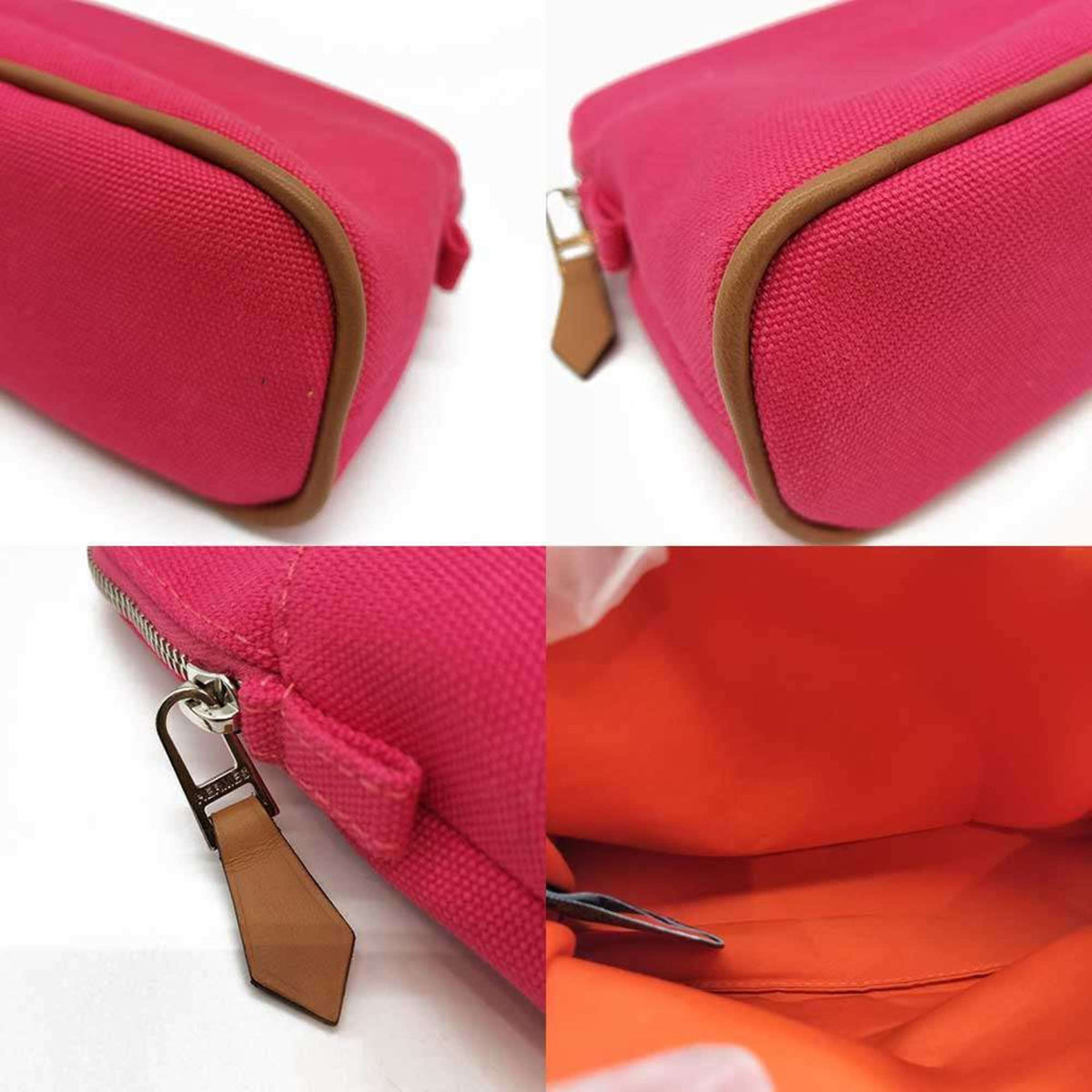 Hermes Bolide Pink Canvas Pouch (Pre-Owned)