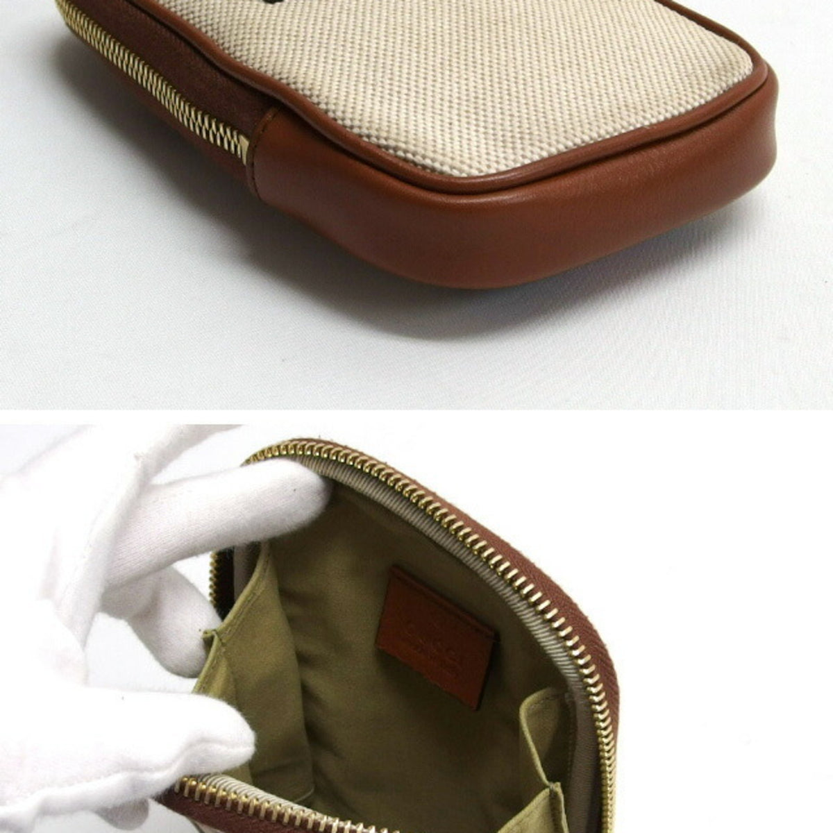 Gucci Beige Brown Canvas Leather Fanny Pack (Pre-Owned)