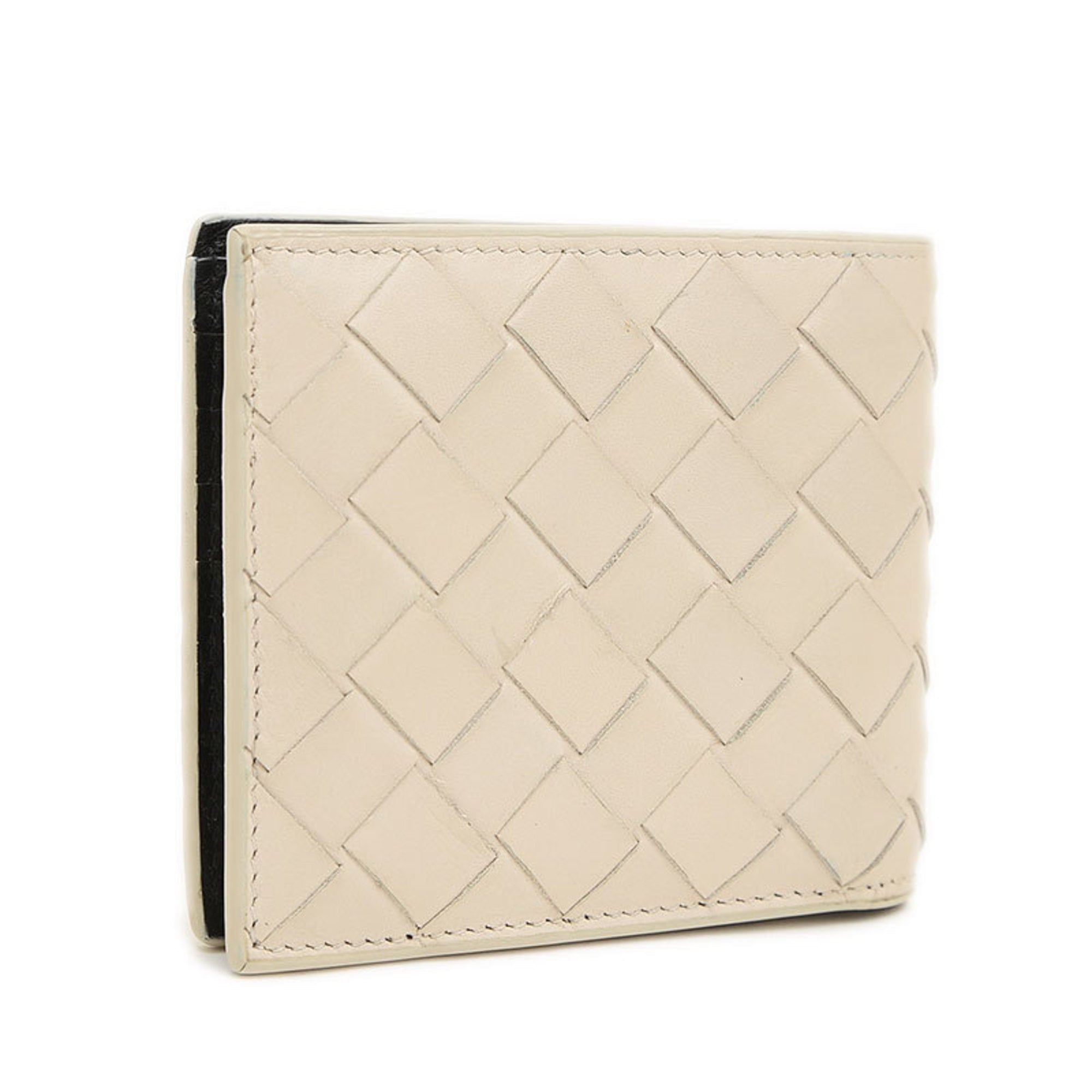 Bottega Veneta Black Ivory Intrecciato Wallet (Bi-Fold) (Pre-Owned)