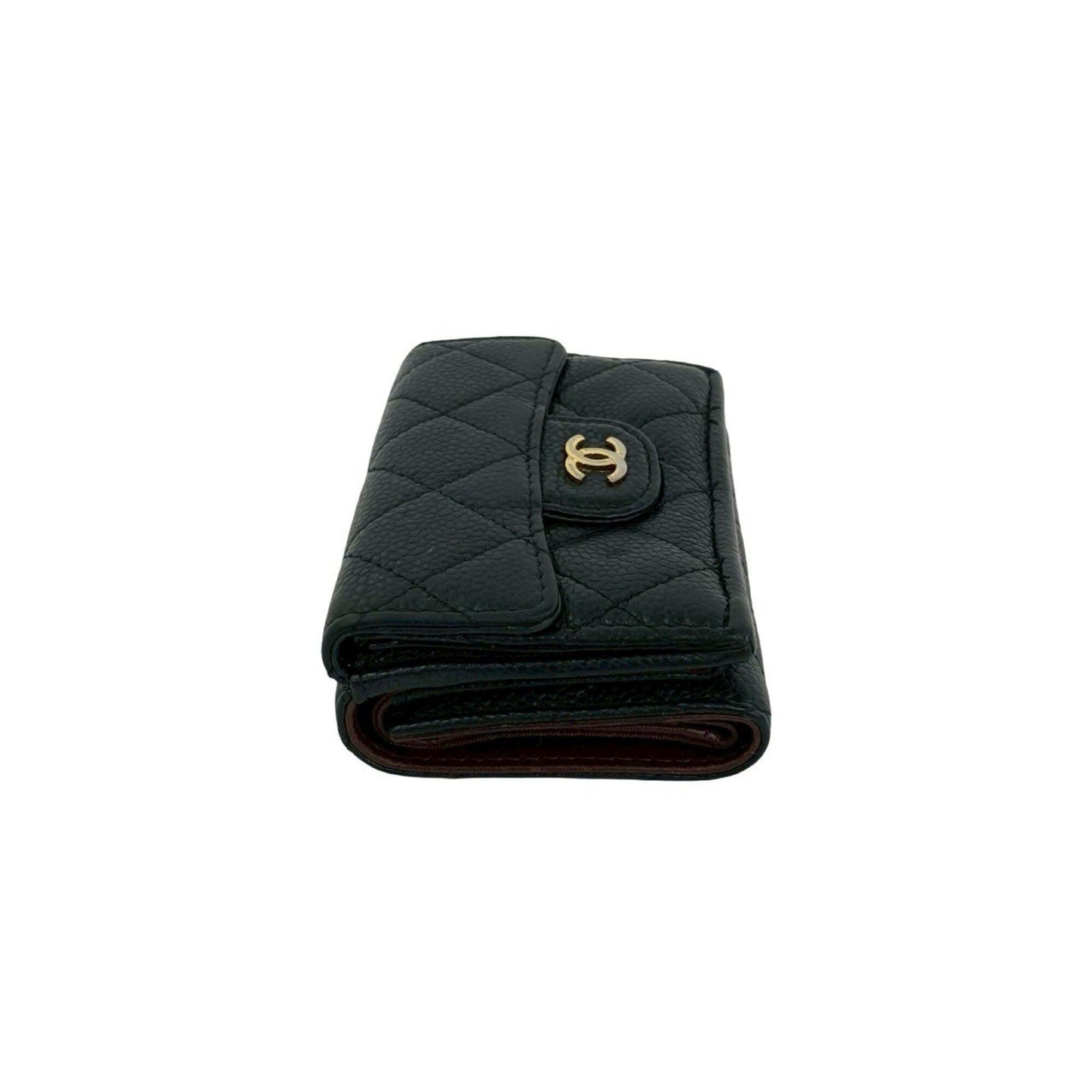 Chanel Black Grained Calfskin Wallet (Tri-Fold) (Pre-Owned)