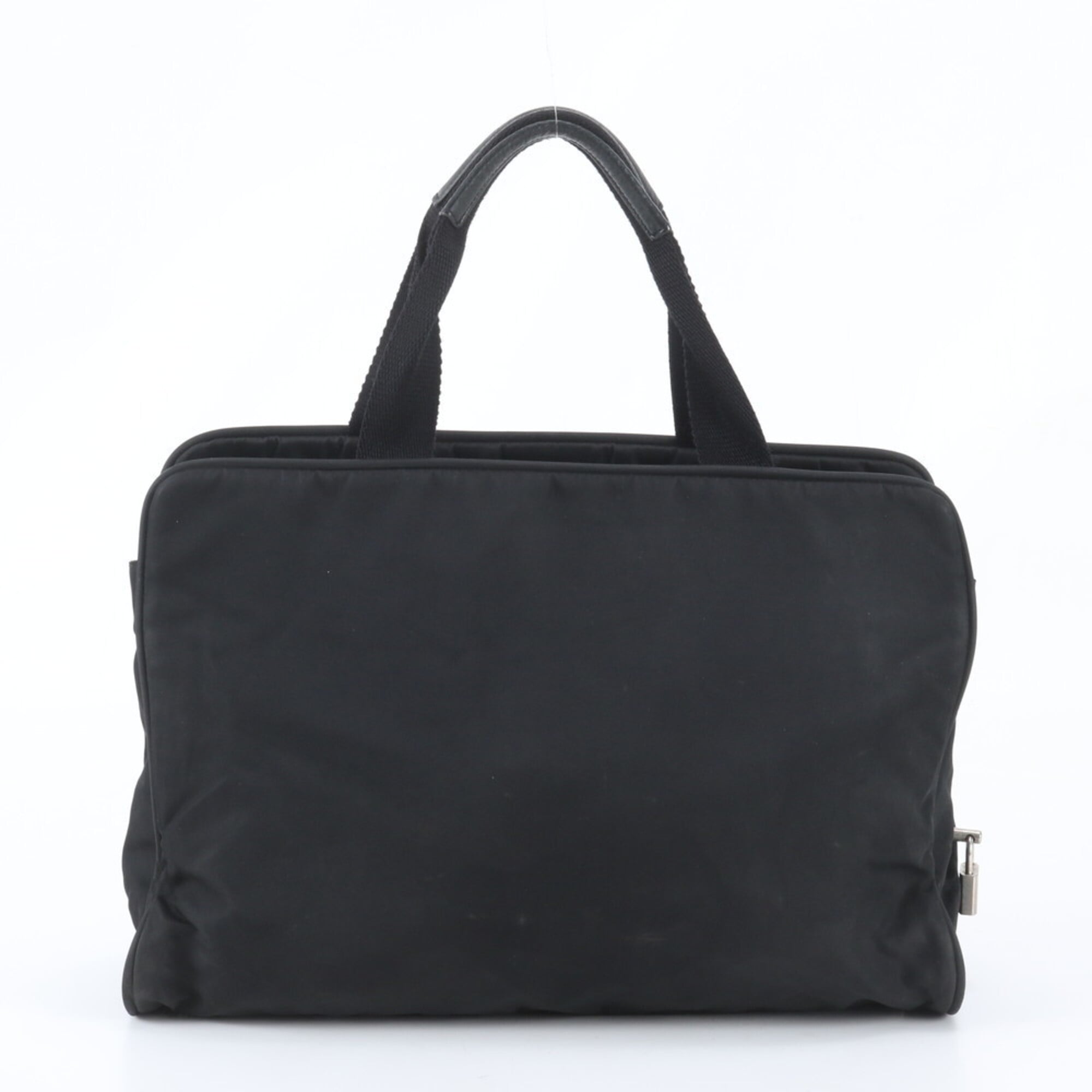 Prada Black Nylon Leather Handbag Tote Bag (Pre-Owned)