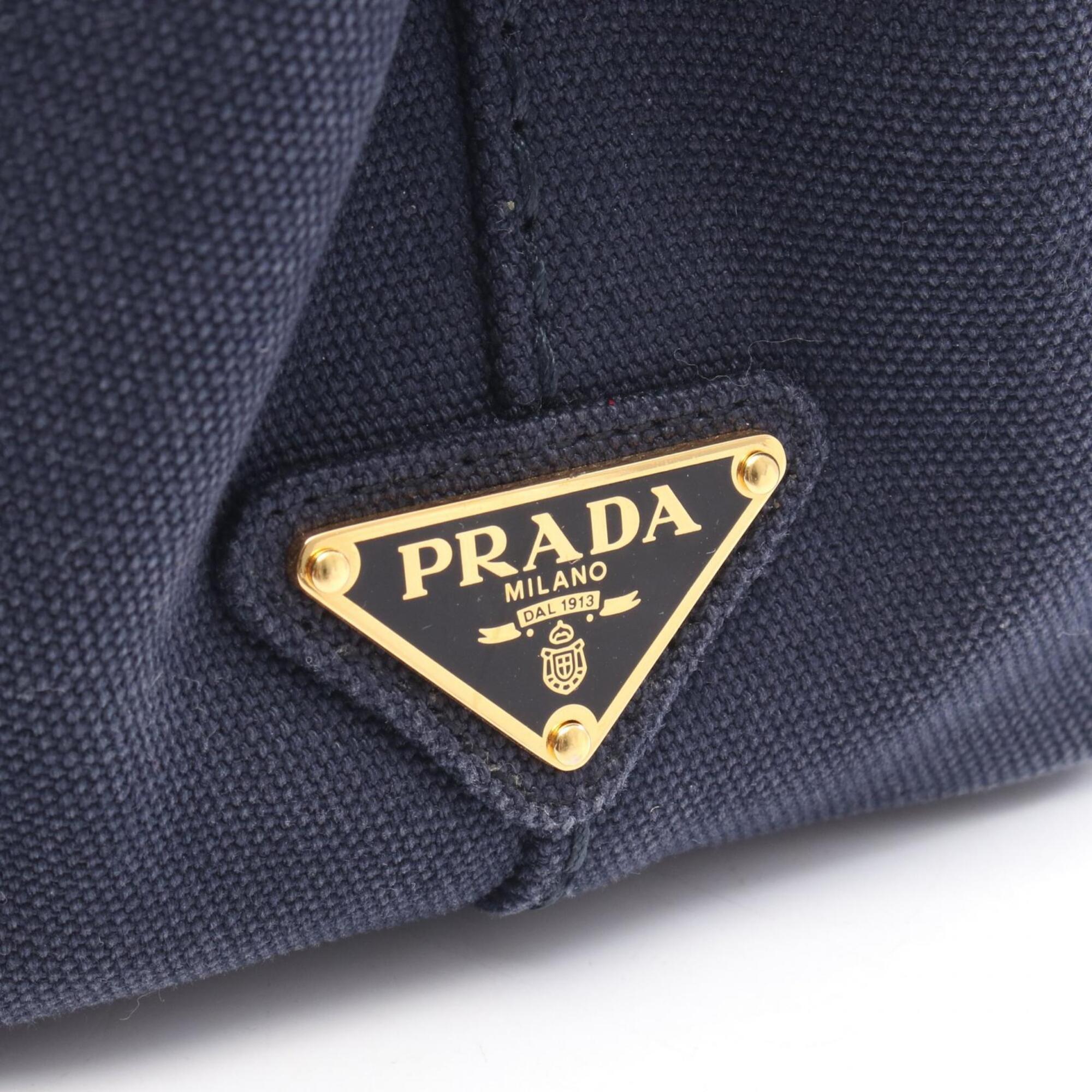 Prada Navy Canvas Handbag Tote Bag (Pre-Owned)