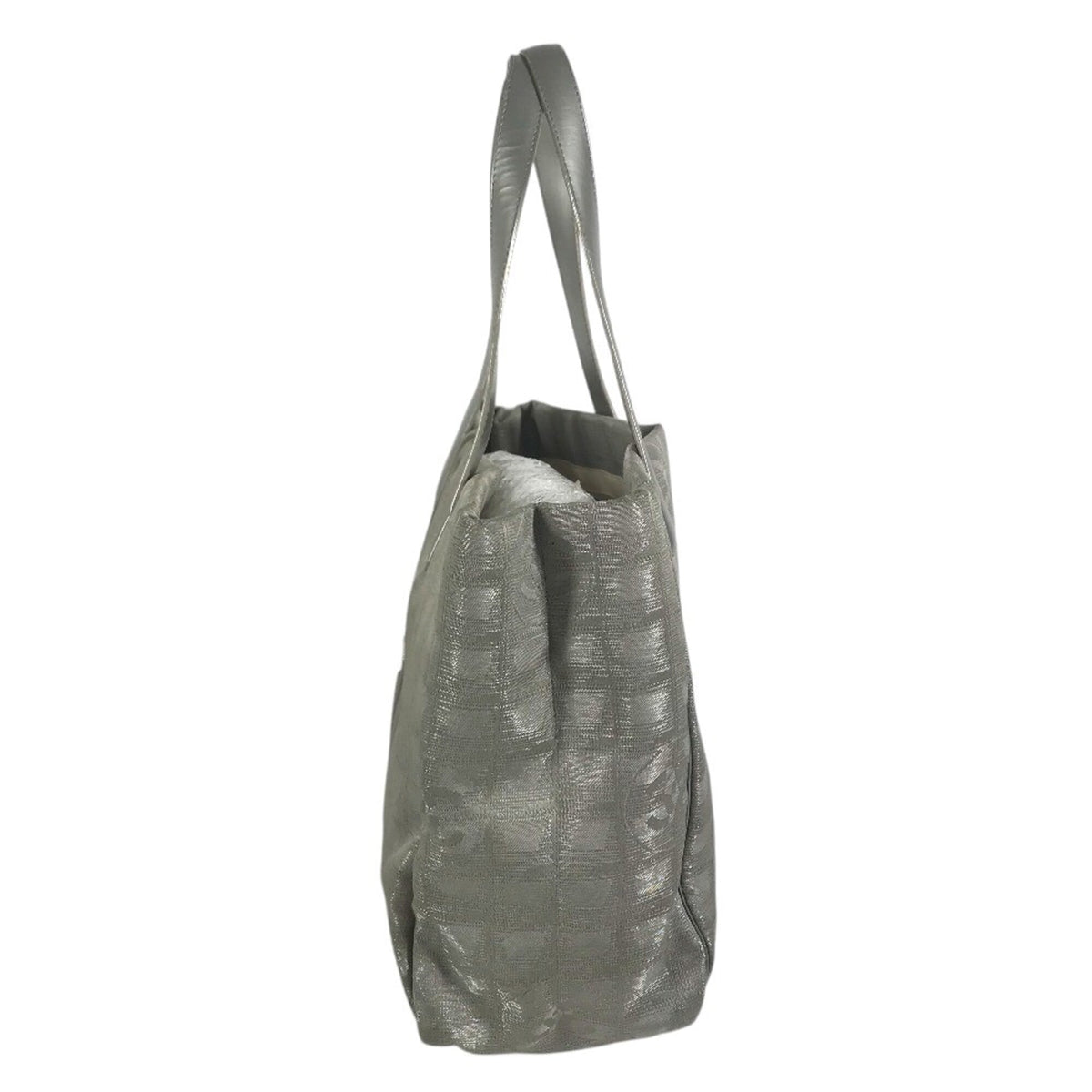 Chanel Silver Nylon Jacquard Shoulder Bag Tote Bag (Pre-Owned)