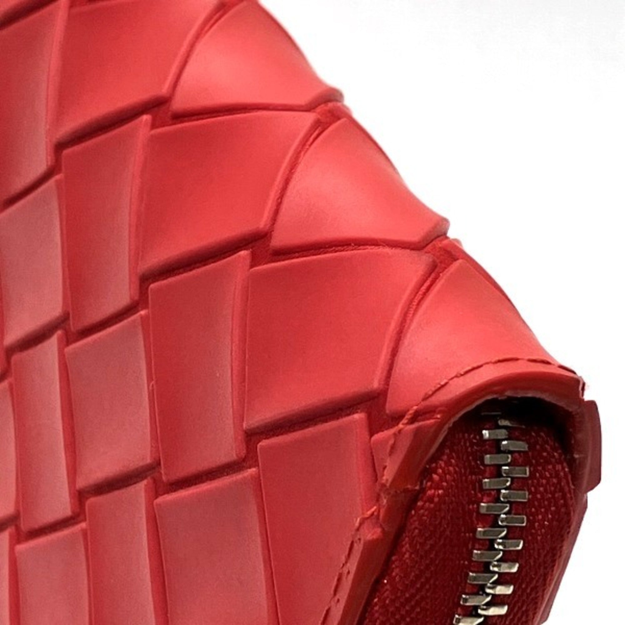 Bottega Veneta Intrecciato Red Color Elastane Cotton Polyester Long Wallet (Bi-Fold) (Pre-Owned)