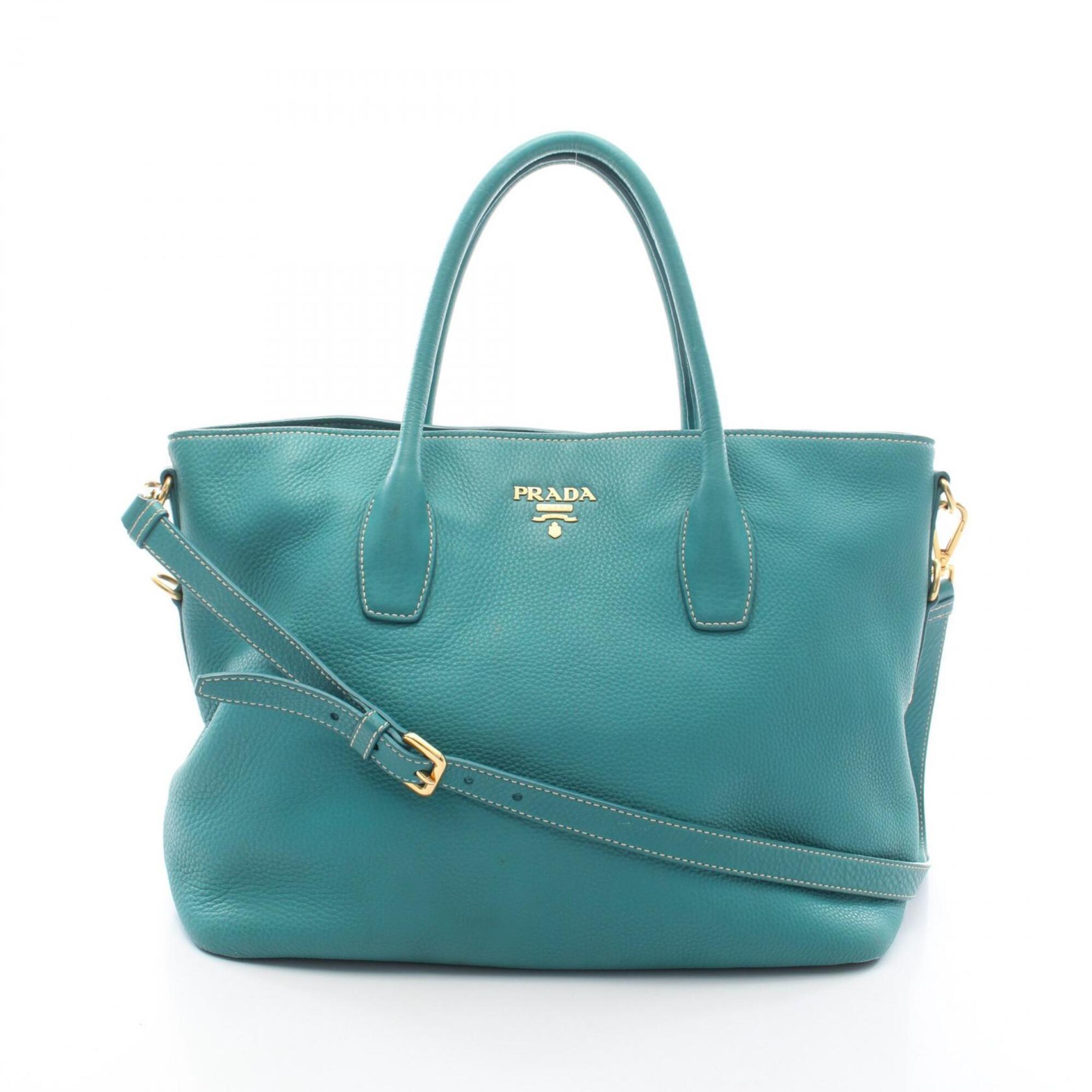 Prada Green Leather Handbag Tote Bag (Pre-Owned)
