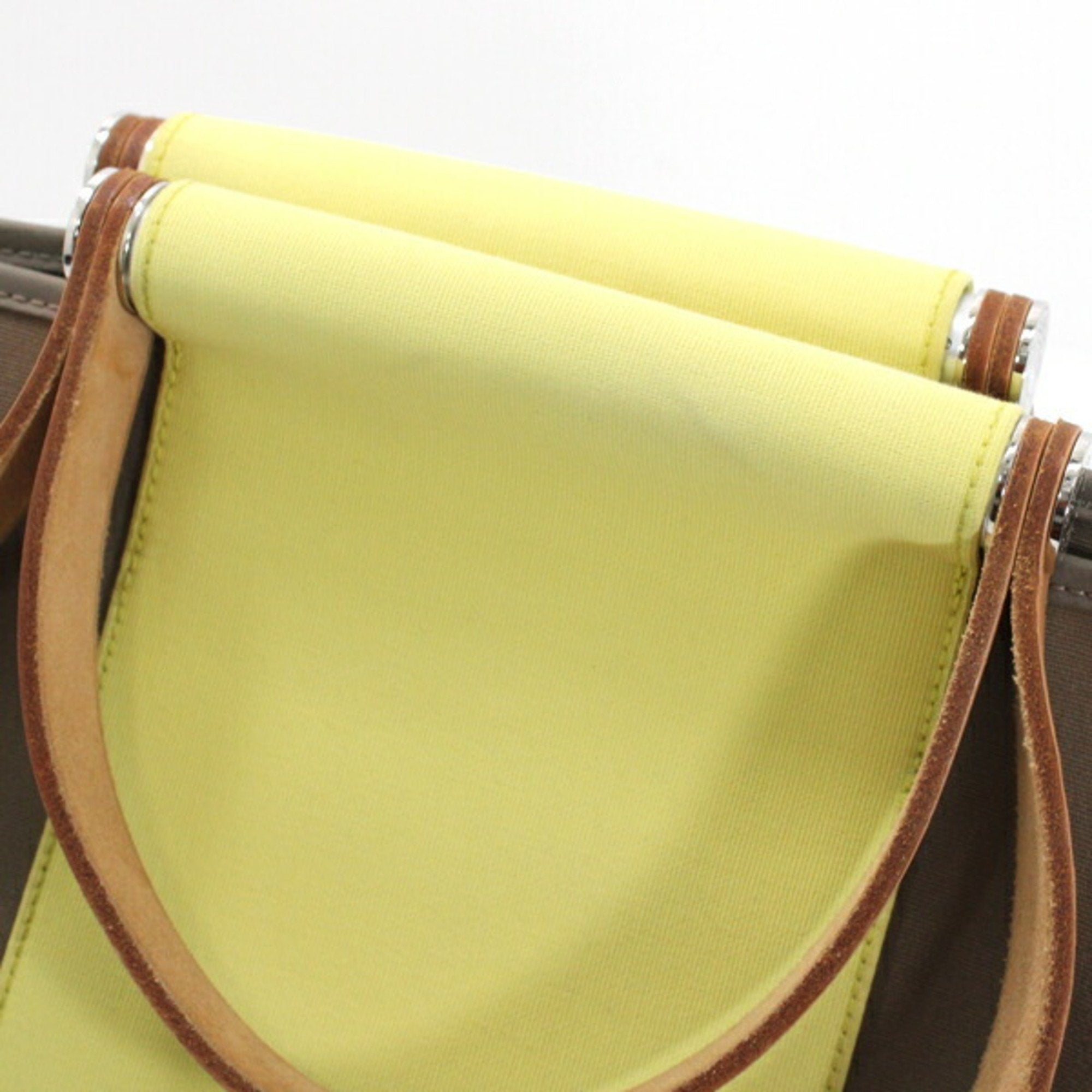 Hermes Etoupe Gray Soufre Toile Officier Leather Handbag (Pre-Owned)