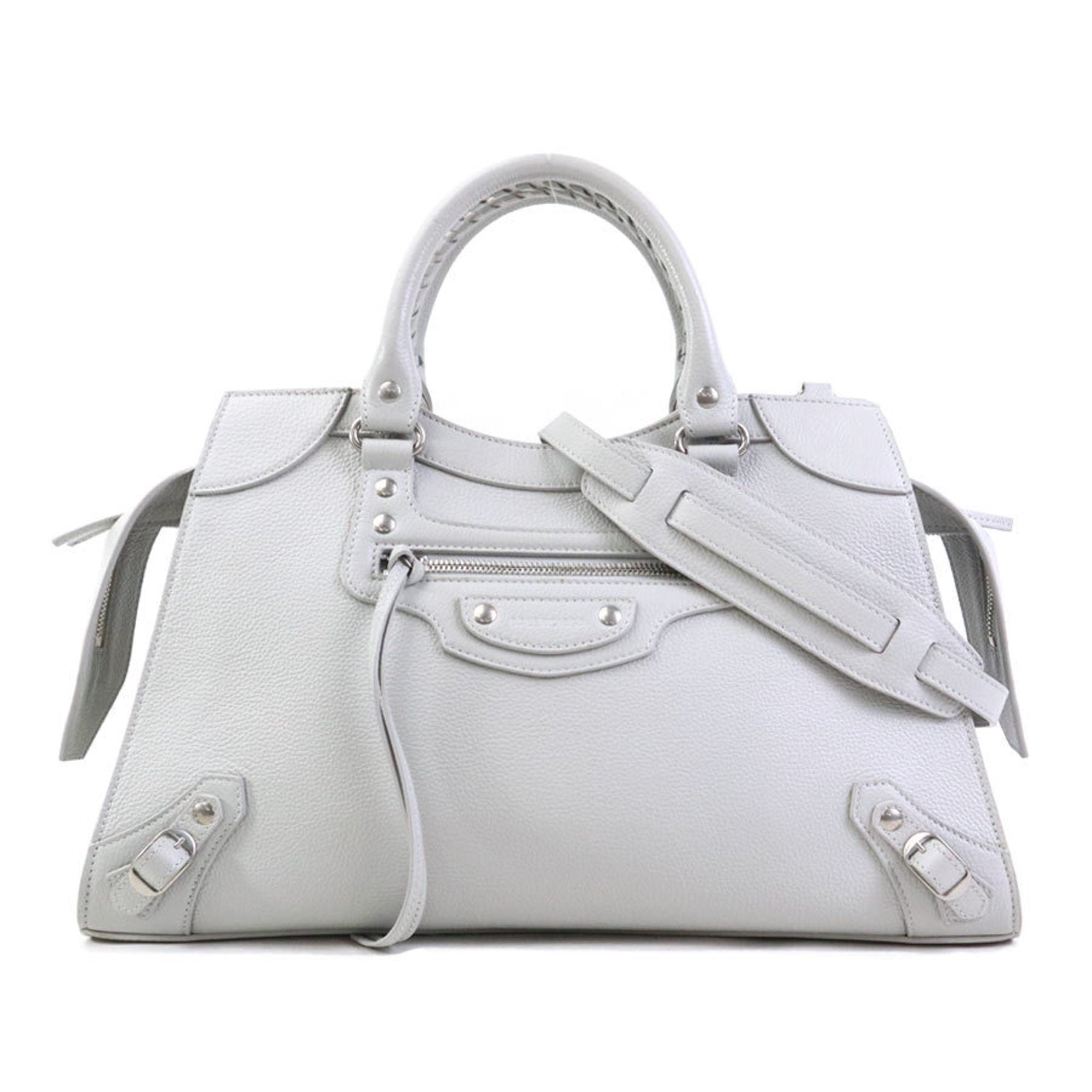 Balenciaga Light Gray Leather Handbag Shoulder Bag (Pre-Owned)