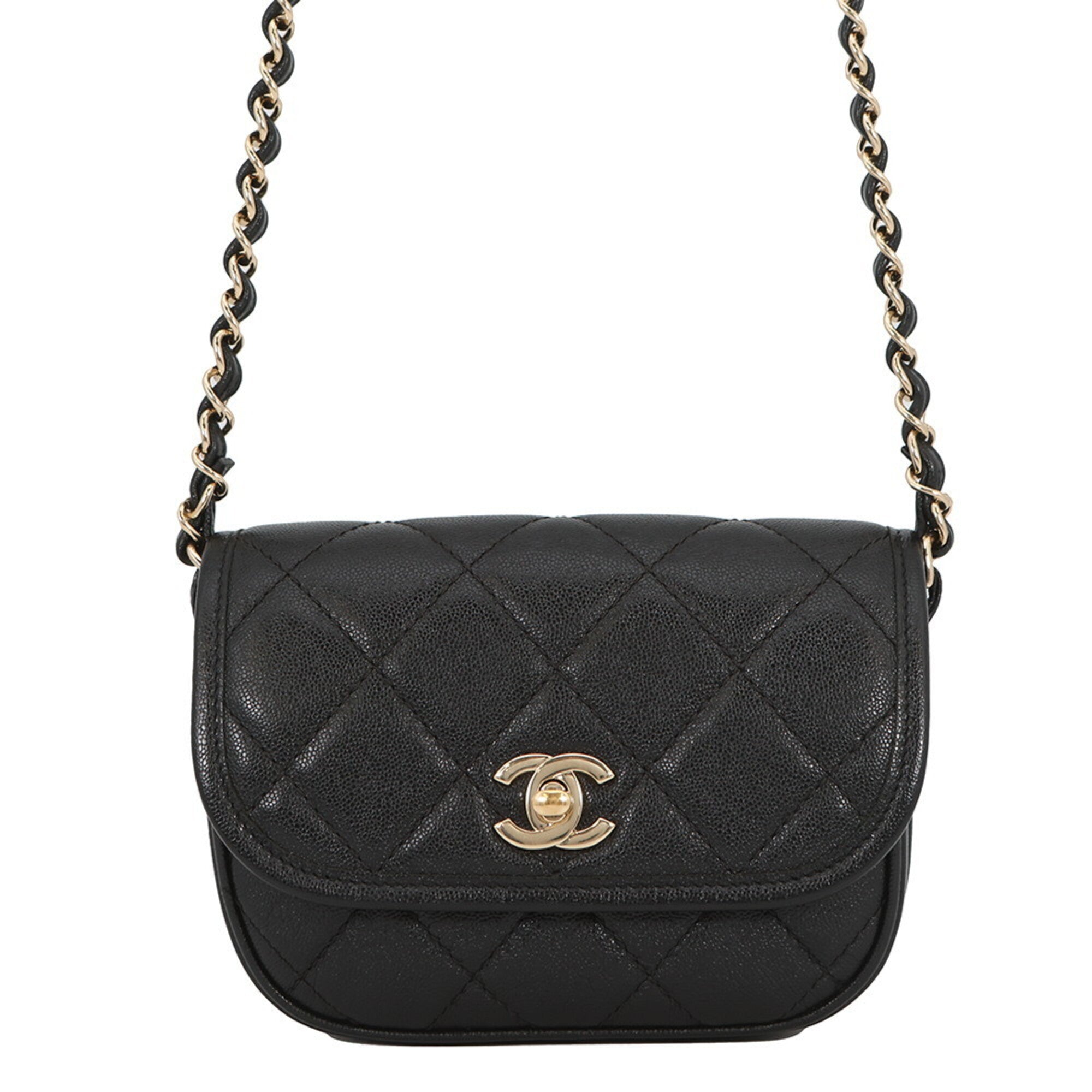 Chanel Black Leather Handbag Shoulder Bag (Pre-Owned)