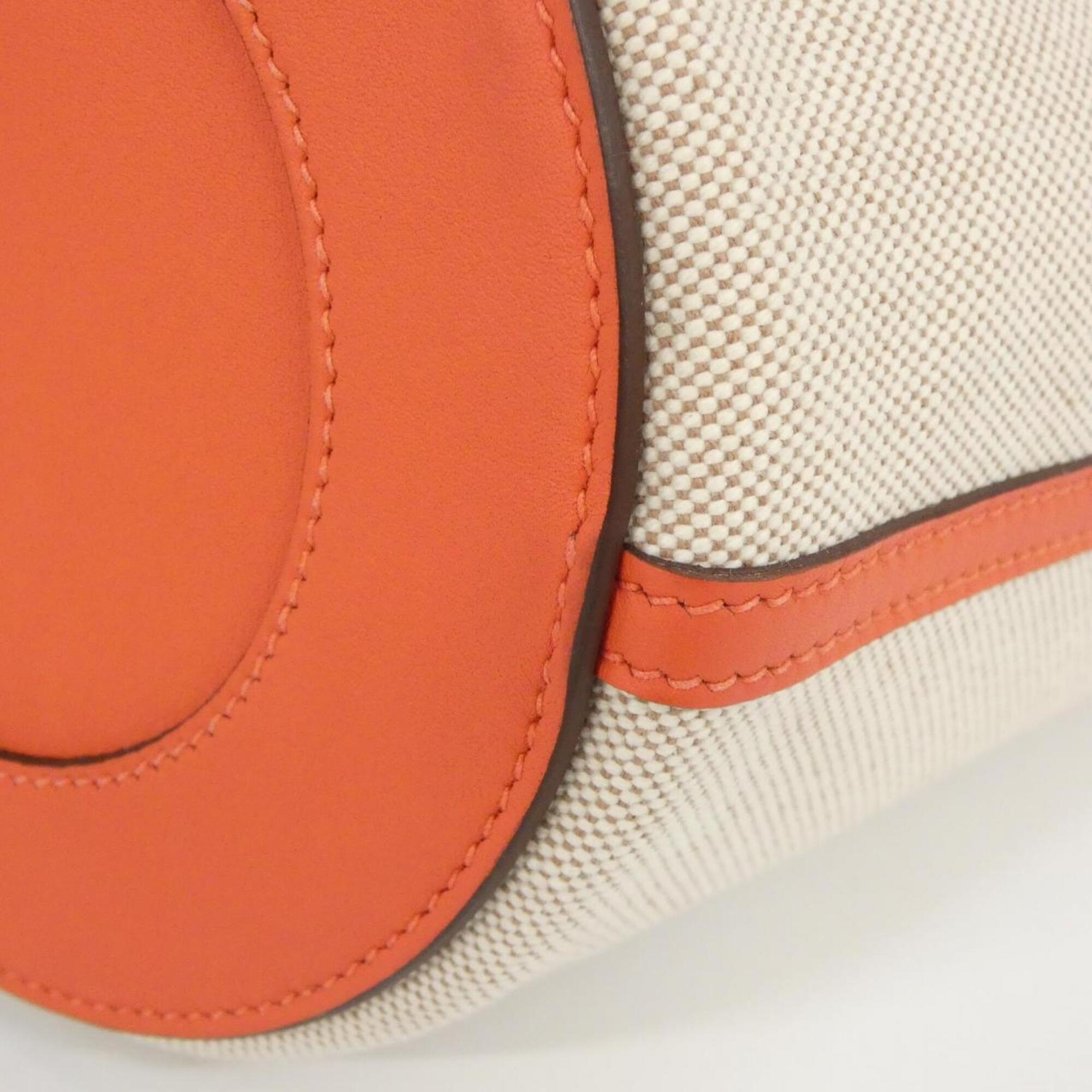 Hermes Beige Ecru Orange Toile H Swift Leather Handbag (Pre-Owned)
