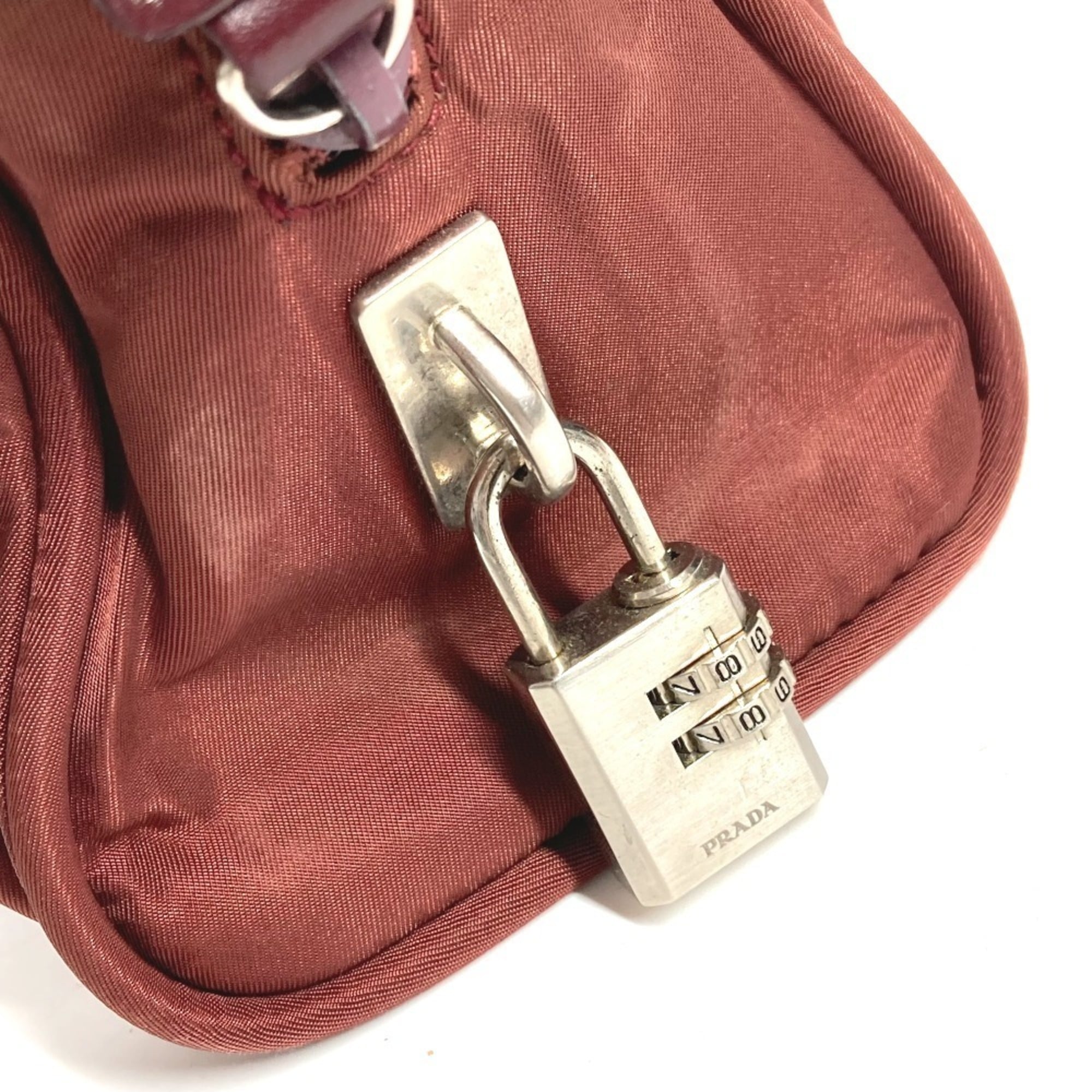 Prada Red Color Nylon Boston Bag Shoulder Bag Tote Bag (Pre-Owned)