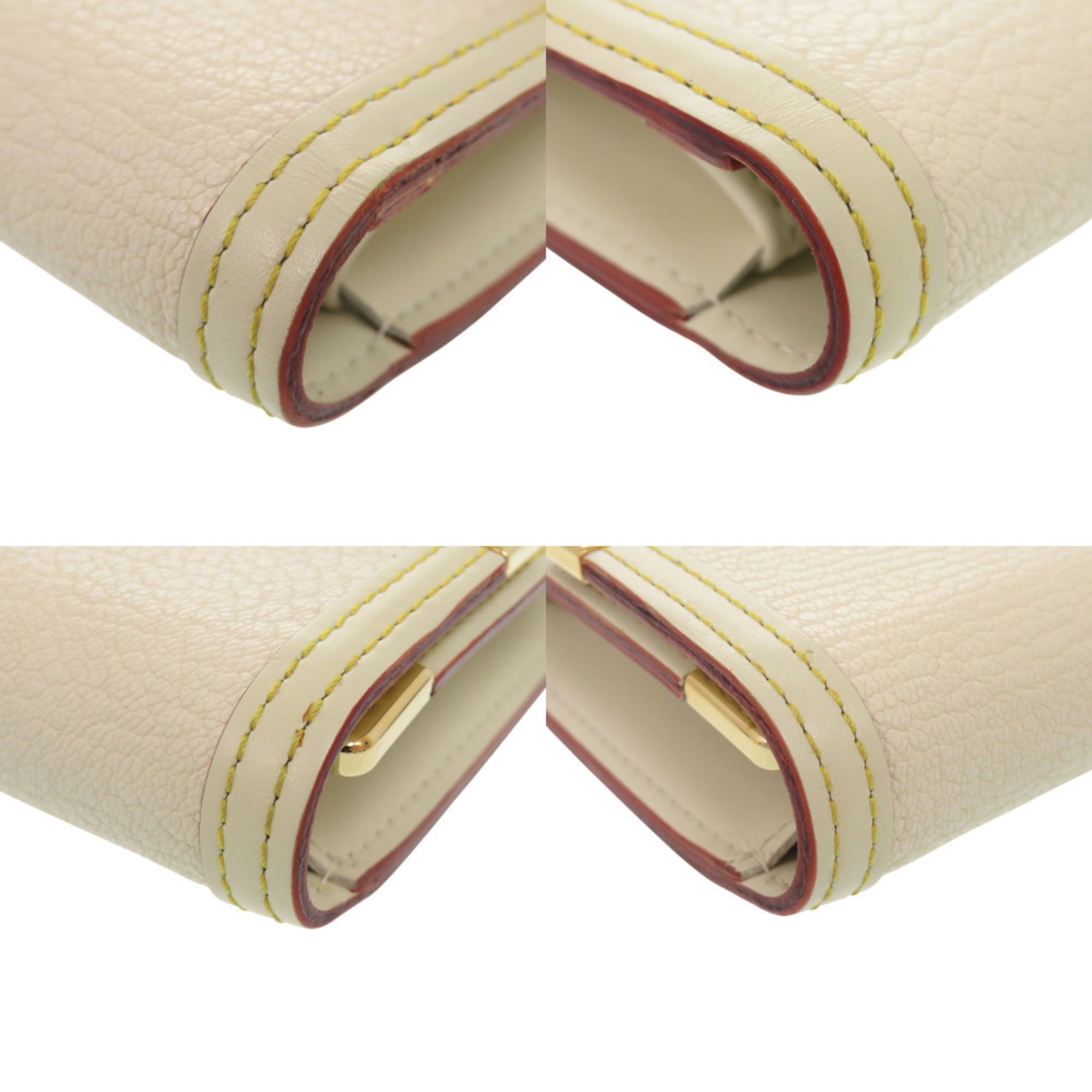 Louis Vuitton White Leather Long Wallet (Tri-Fold) (Pre-Owned)