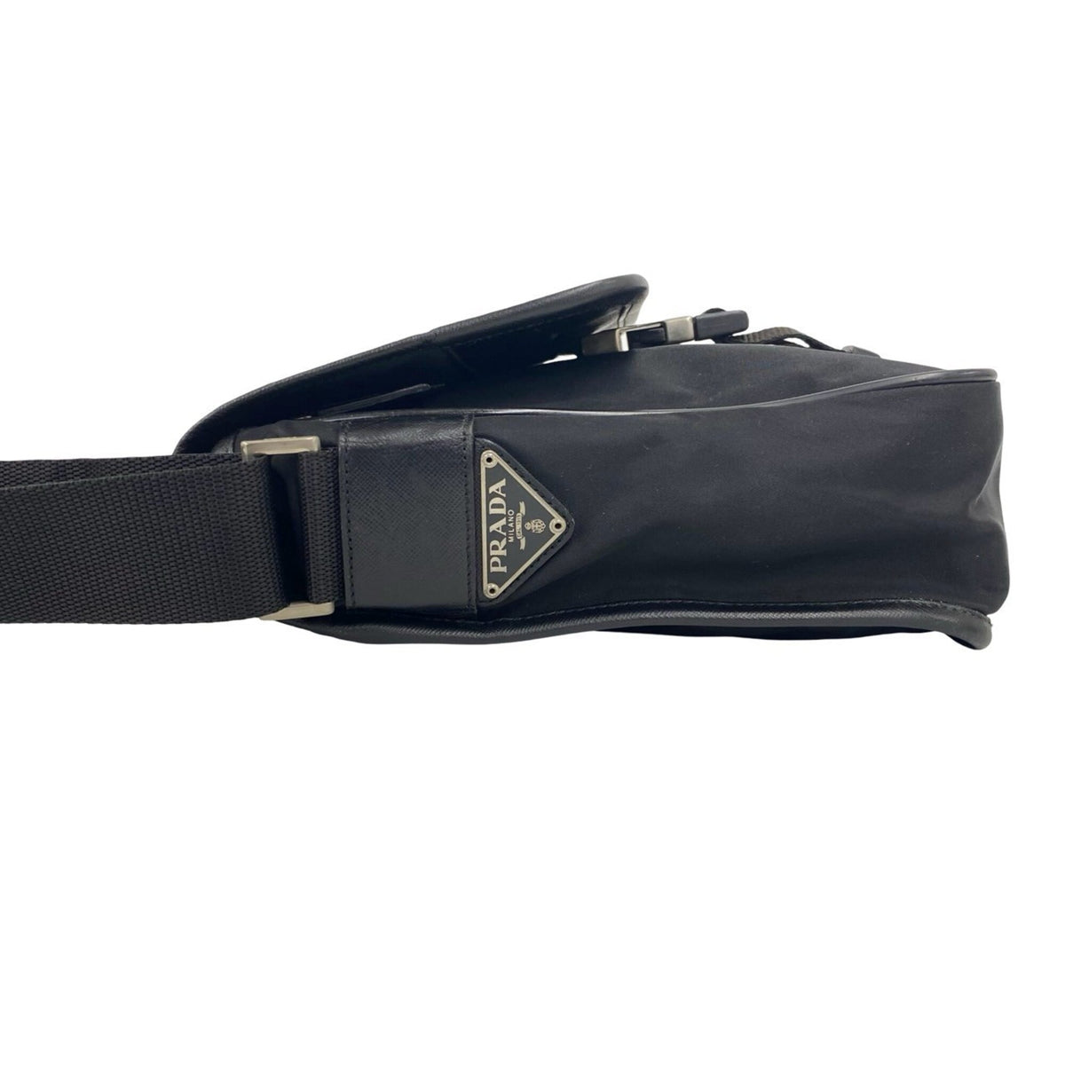 Prada Black Nylon Leather Crossbody Bag Shoulder Bag (Pre-Owned)