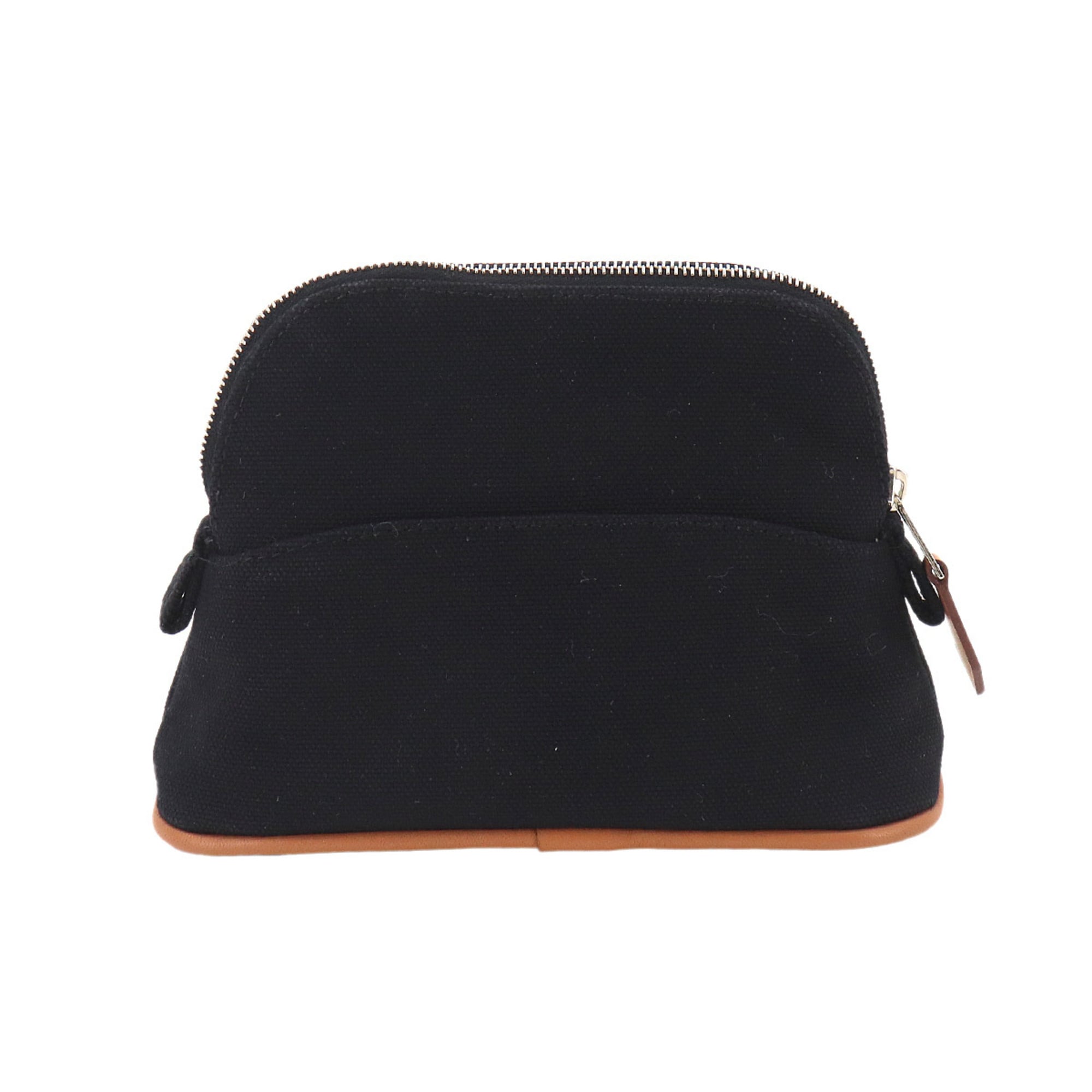 Hermes Black Cotton Canvas Leather Pouch (Pre-Owned)