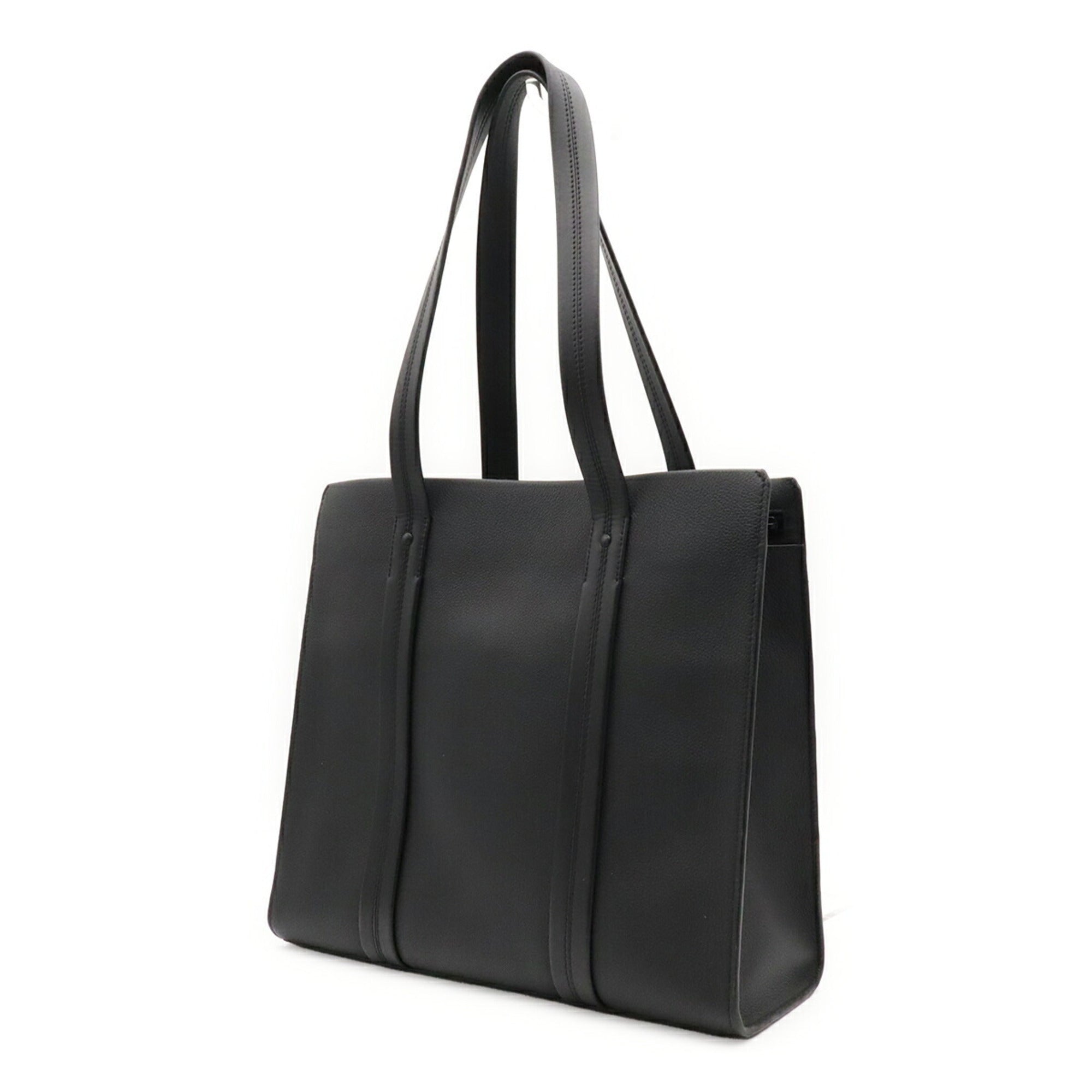 Louis Vuitton Noir Leather Shoulder Bag Tote Bag (Pre-Owned)