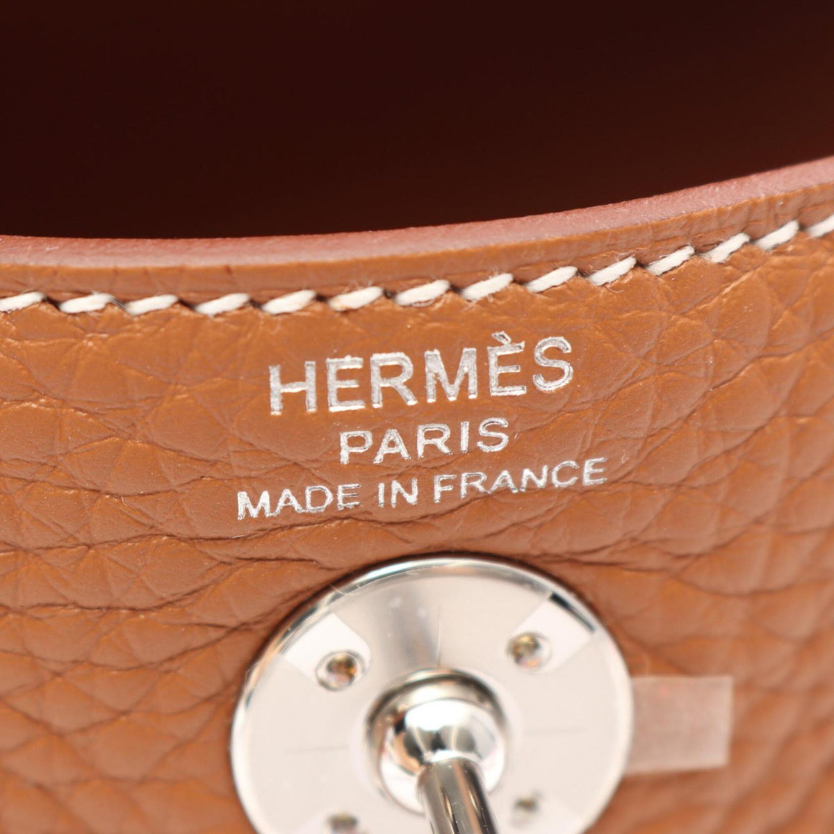 Hermes Brown Gold Taurillon Clemence Leather Leather Handbag Shoulder Bag (Pre-Owned)
