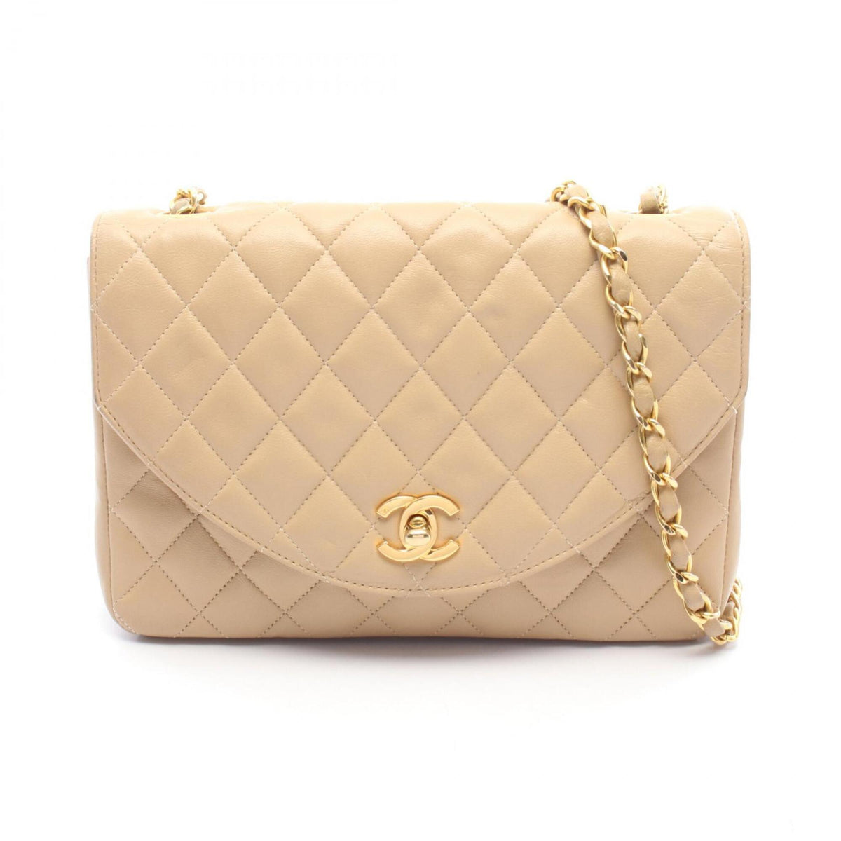 Chanel Matelasse Beige Leather Handbag Shoulder Bag (Pre-Owned)