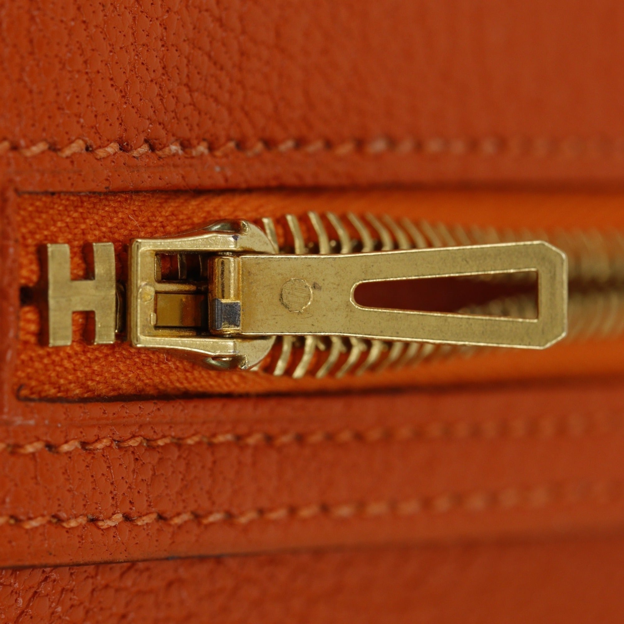 Hermes Orange Chevre Leather Long Wallet (Bi-Fold) (Pre-Owned)