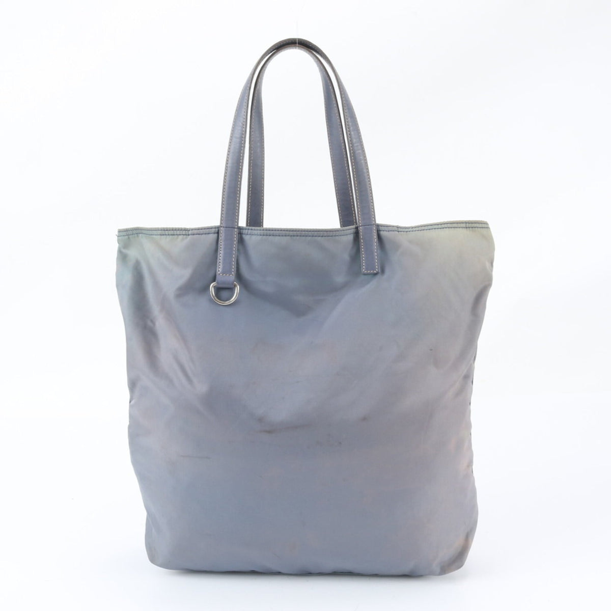 Prada Blue Leather Nylon Handbag Shoulder Bag Tote Bag (Pre-Owned)