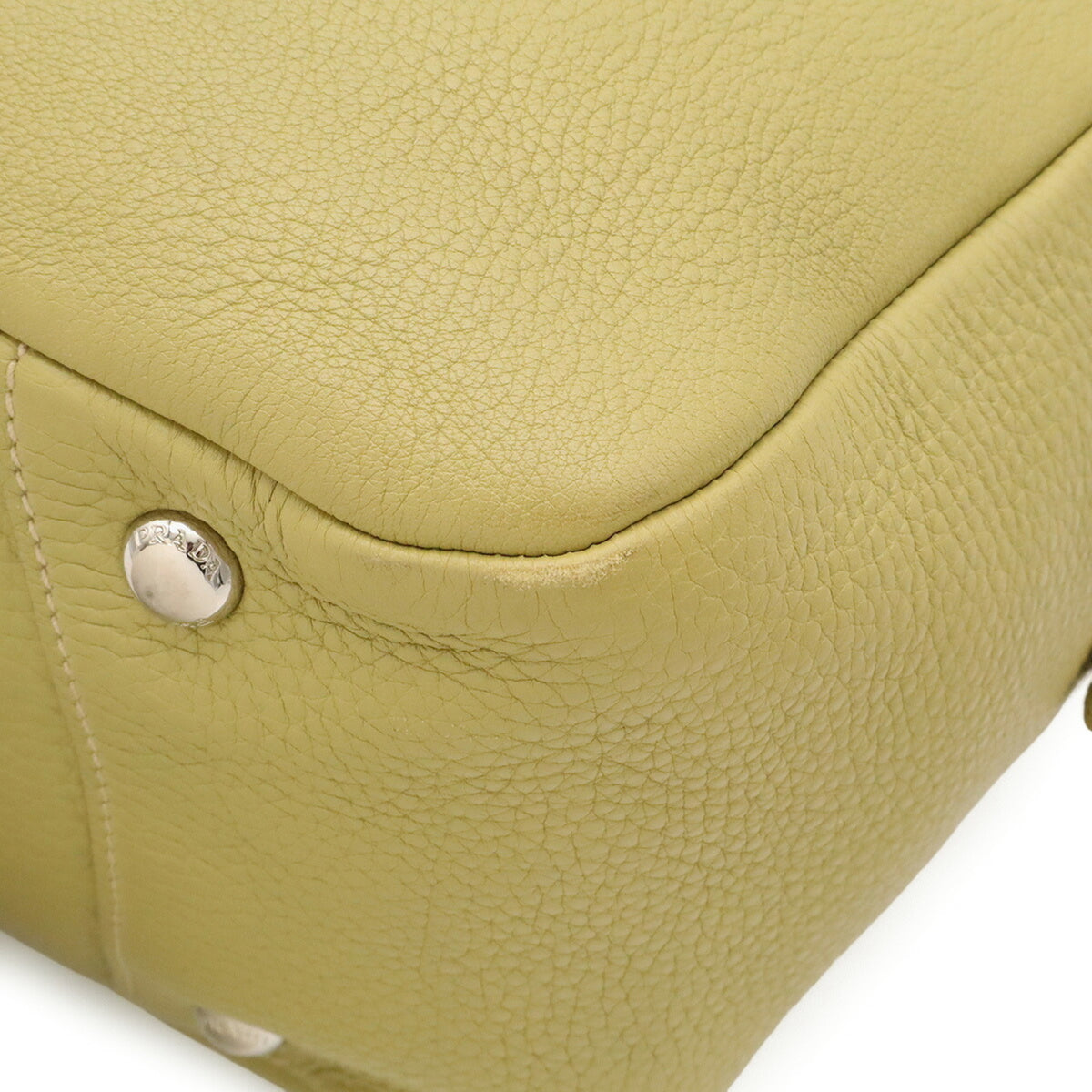 Prada Green Light Green Yellow Leather Handbag (Pre-Owned)