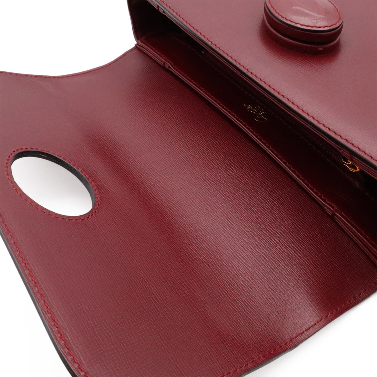 Cartier Bordeaux Red Color Leather Shoulder Bag (Pre-Owned)