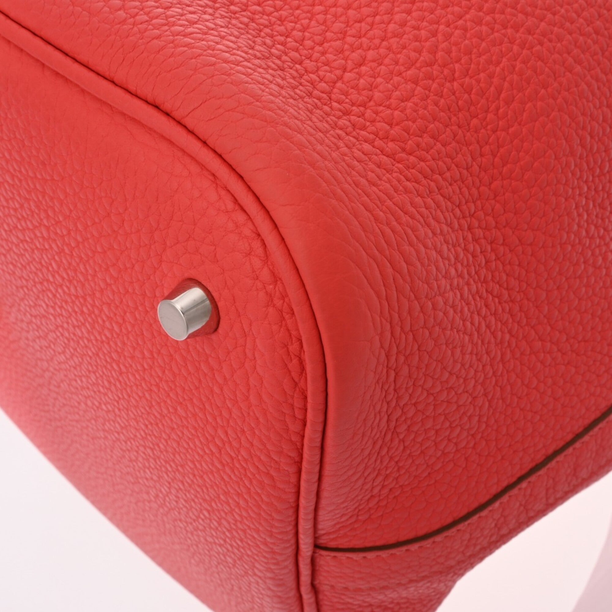 Hermes Red Color Taurillon Clemence Leather Handbag (Pre-Owned)