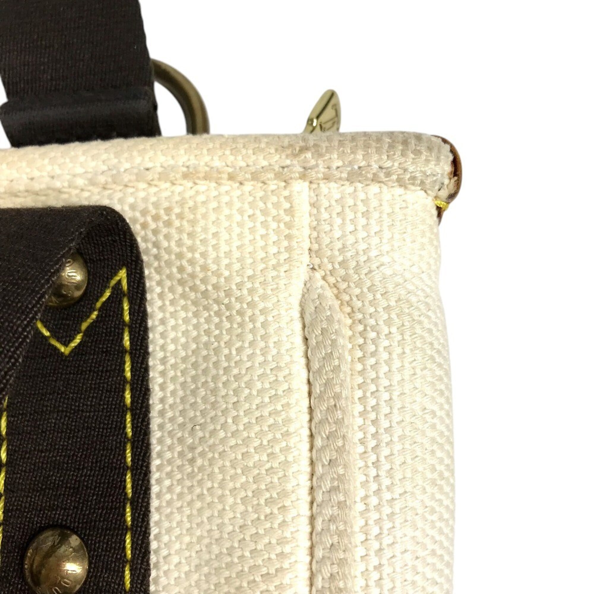 Louis Vuitton Brown White Cotton Handbag Tote Bag (Pre-Owned)