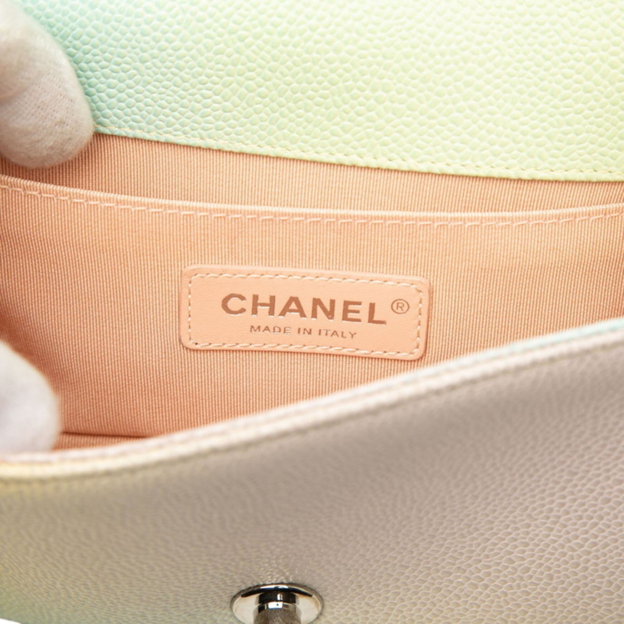 Chanel Boy Chanel Multi-Color Grained Calfskin Shoulder Bag (Pre-Owned)