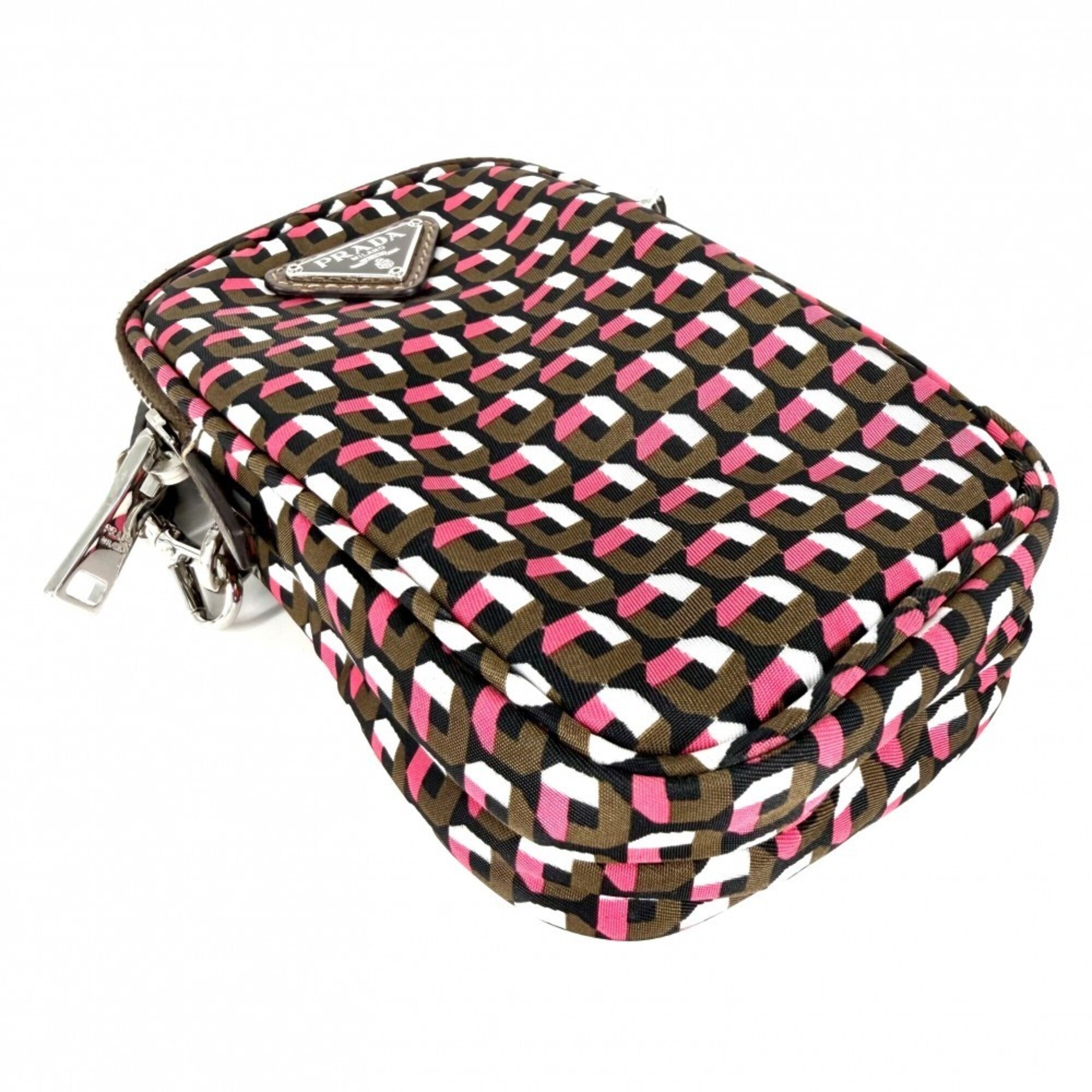 Prada Khaki Pink Nylon Shoulder Bag (Pre-Owned)