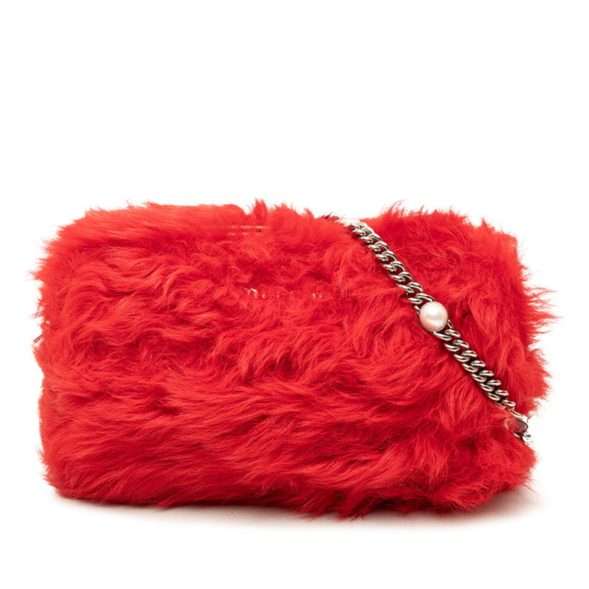 Miu Miu Red Color Fur Leather Shoulder Bag (Pre-Owned)