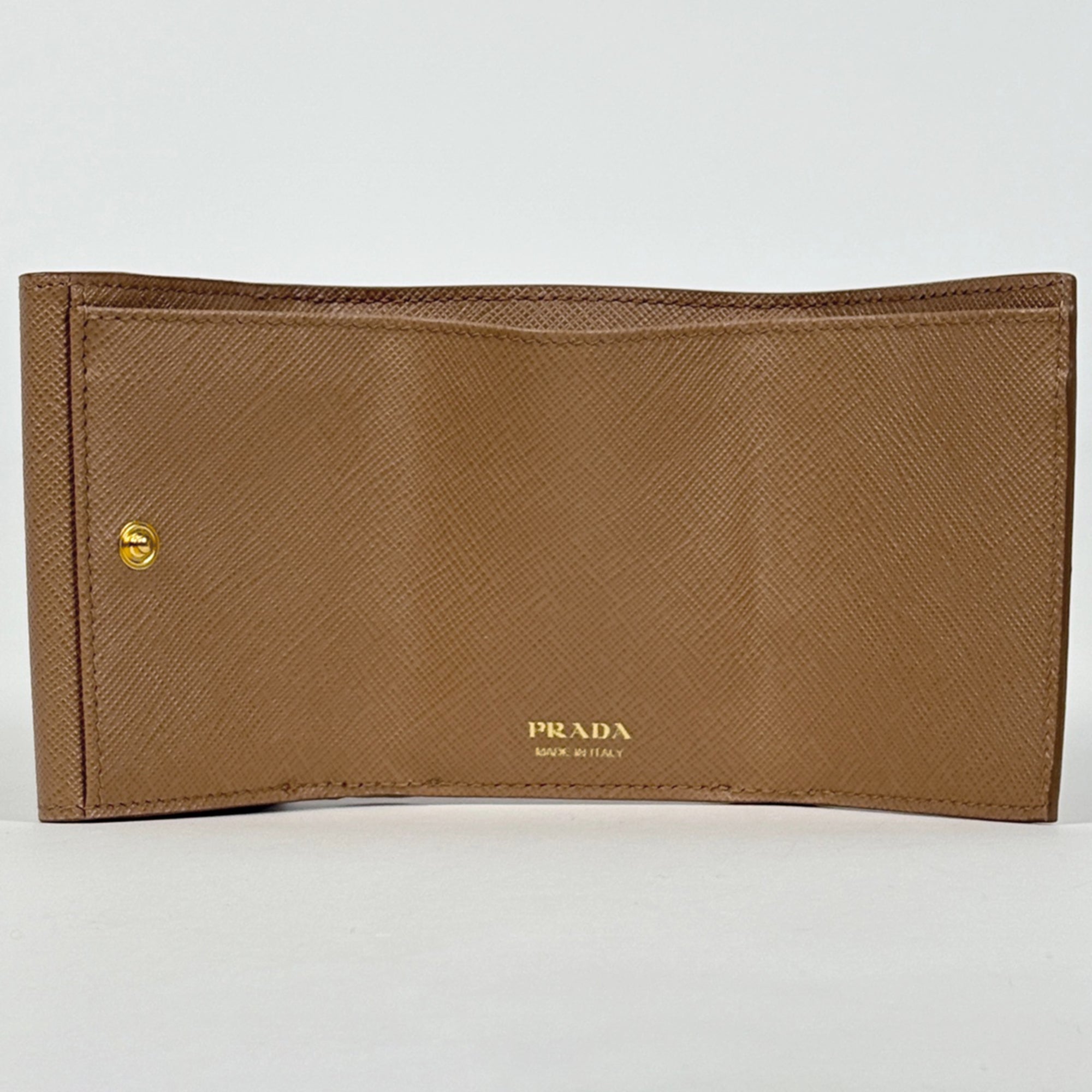 Prada Brown Saffiano Triangle Leather Wallet (Tri-Fold) (Pre-Owned)