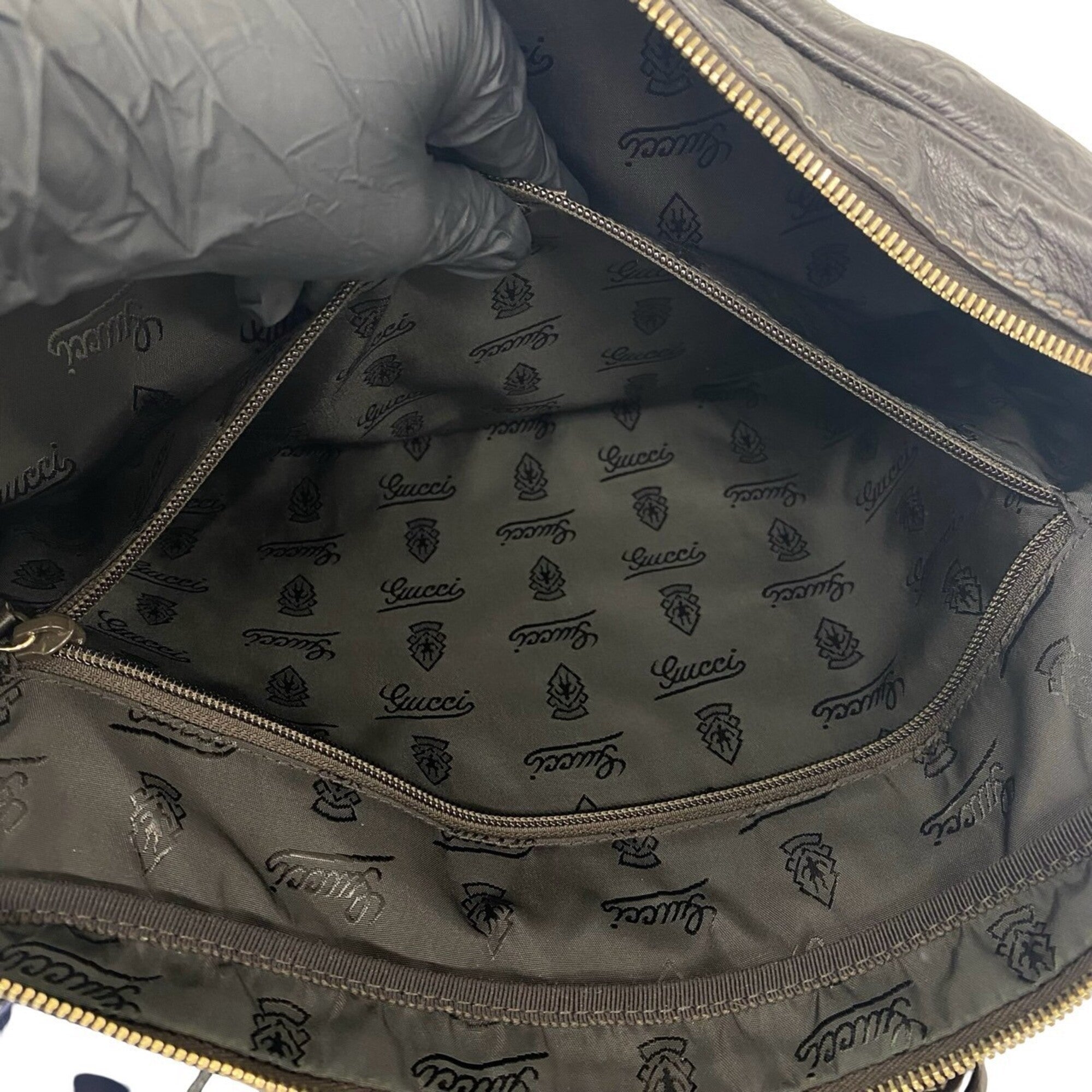 Gucci Brown Leather Handbag Shoulder Bag (Pre-Owned)