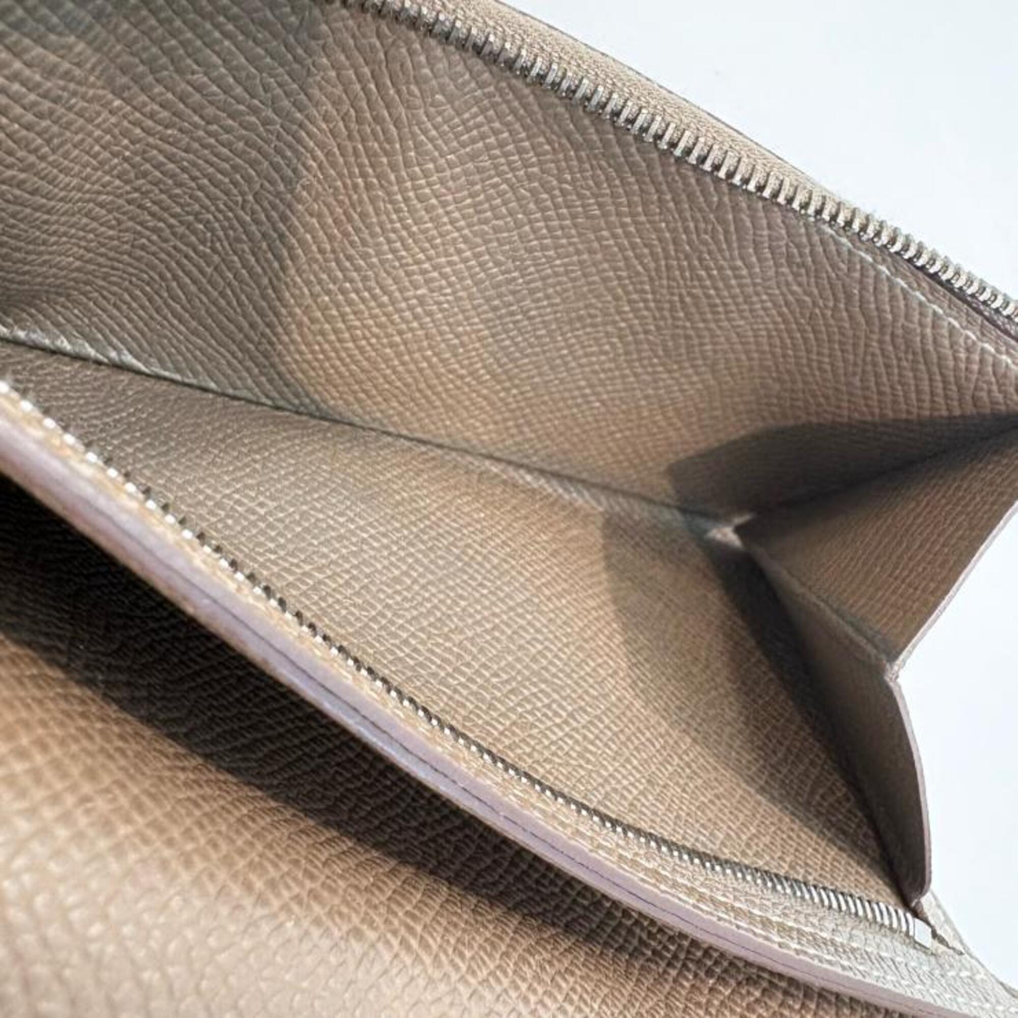 Hermes Beige Etoupe Gray Epsom Leather Long Wallet (Bi-Fold) (Pre-Owned)