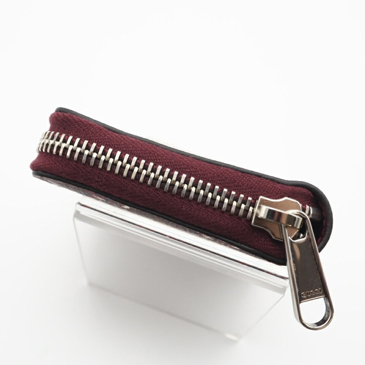 Gucci Bordeaux Navy White Leather Long Wallet (Bi-Fold) (Pre-Owned)