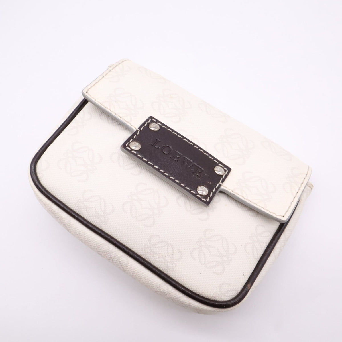 Loewe Brown Gray White Canvas Pouch Shoulder Bag (Pre-Owned)