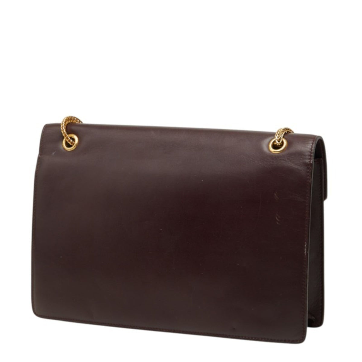 Saint Laurent Red Color Wine Leather Shoulder Bag (Pre-Owned)