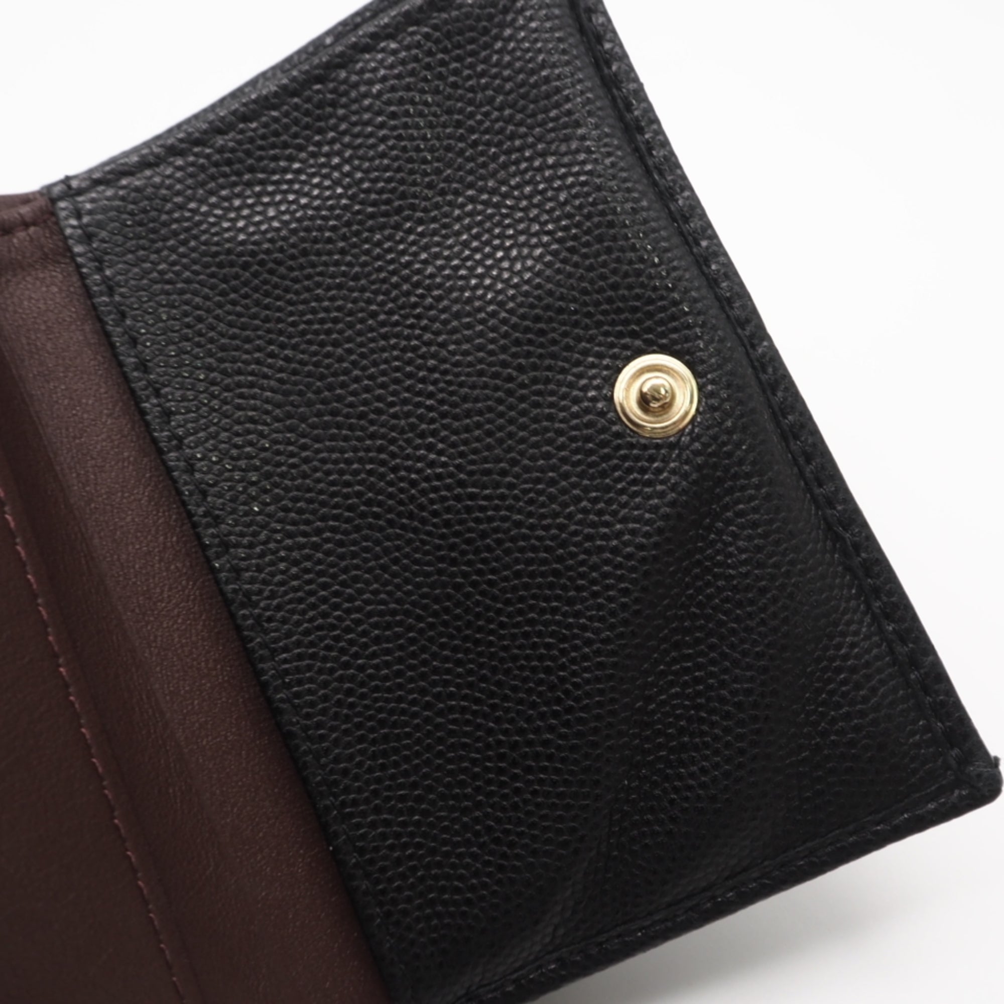 Chanel Black Grained Calfskin Wallet (Tri-Fold) (Pre-Owned)